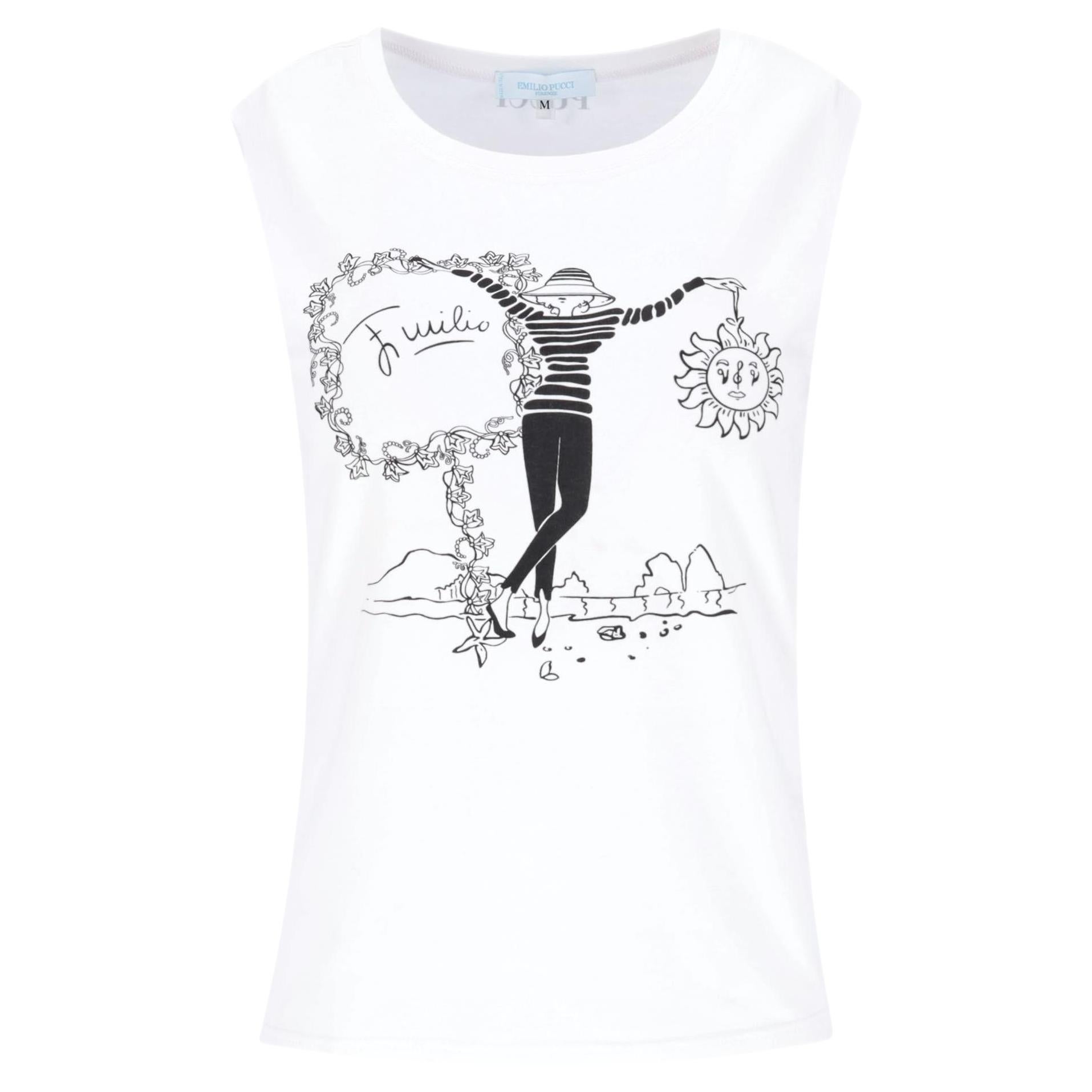 Top in cotone stampato con logo Emilio Pucci in vendita