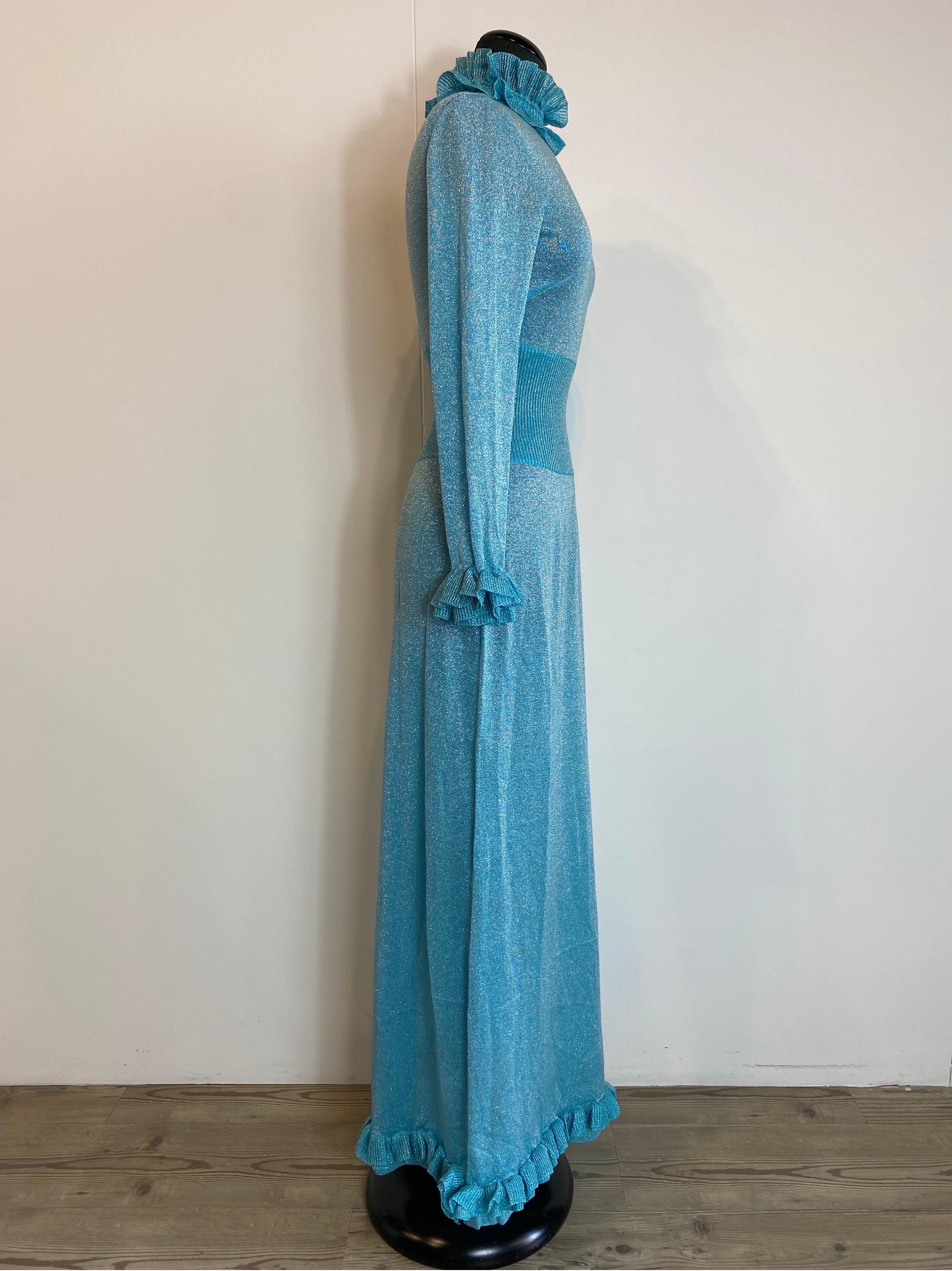 Blue Emilio Pucci long lurex dress For Sale