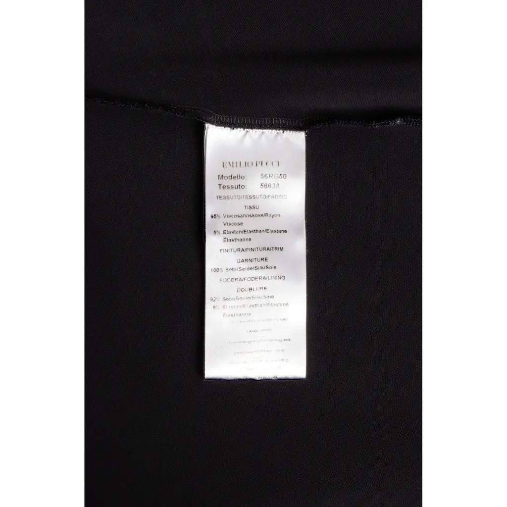 Emilio Pucci Long Sleeve Dress w/ Silver Lace Up Detail in Black Crepe Jersey in vendita 6