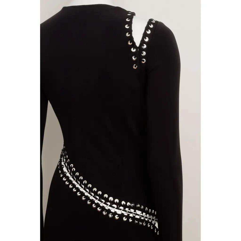 Emilio Pucci Long Sleeve Dress w/ Silver Lace Up Detail in Black Crepe Jersey in vendita 3