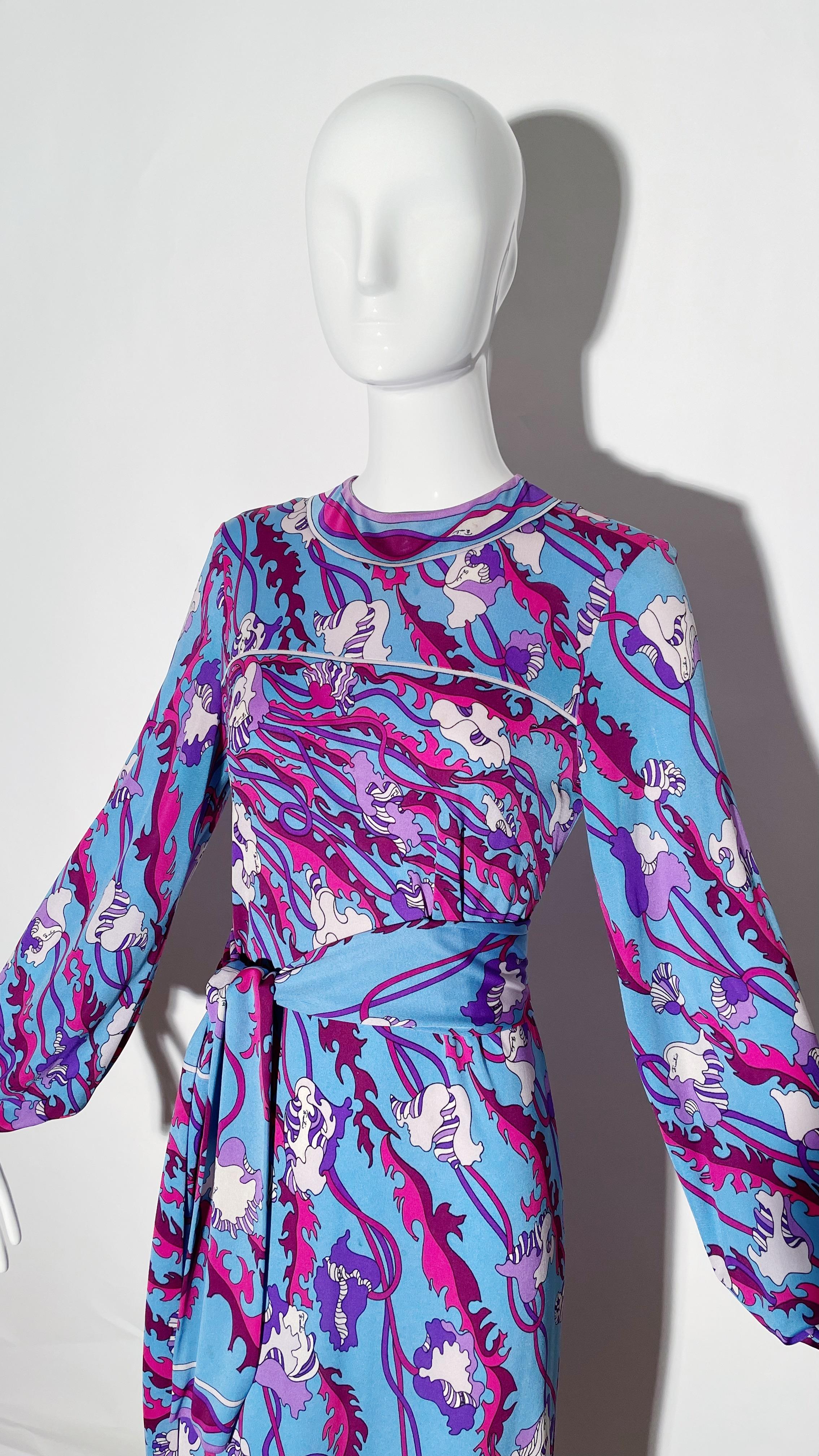 Emilio Pucci - Robe longue à manches longues  Bon état - En vente à Los Angeles, CA