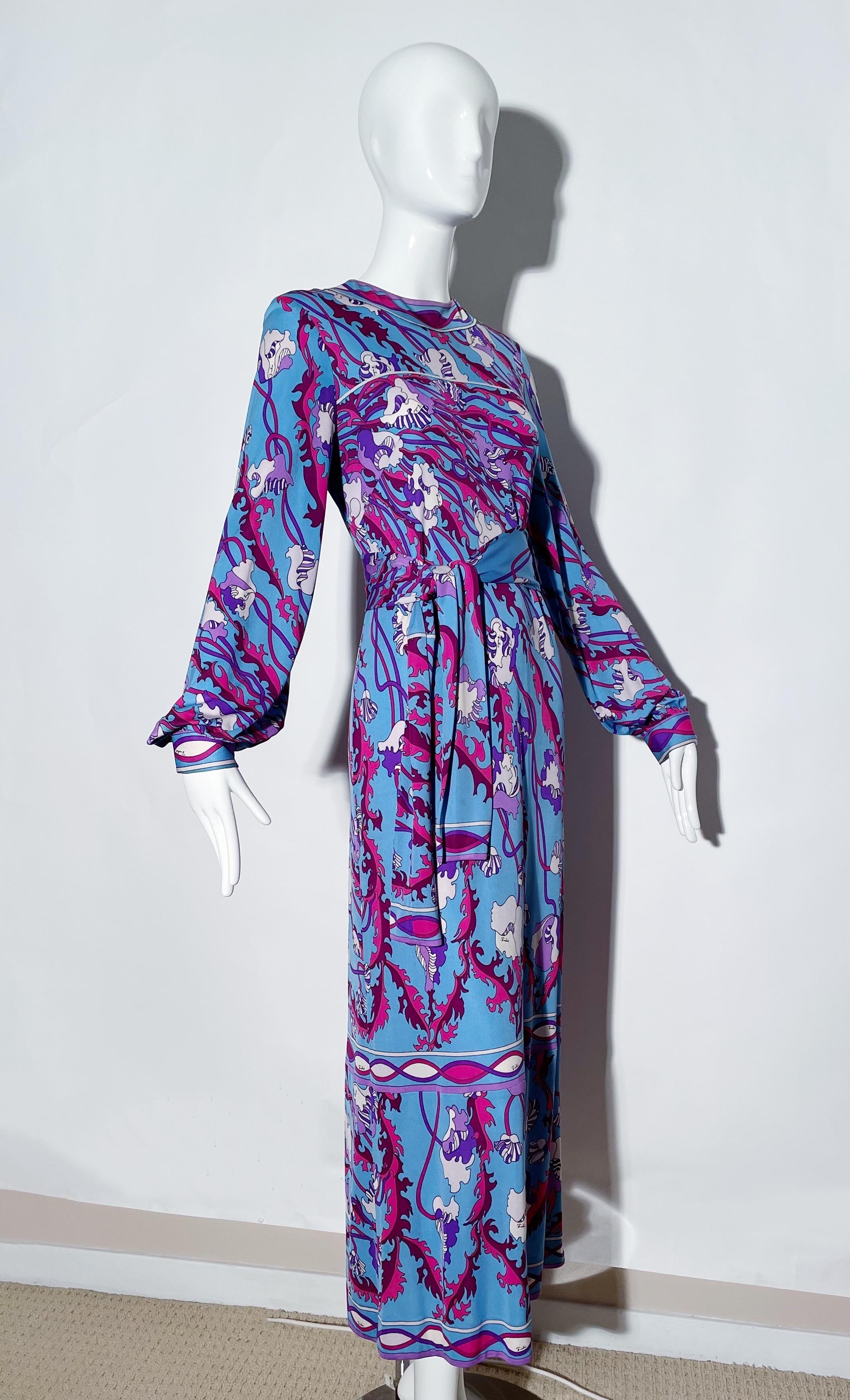 Emilio Pucci Longsleeve Maxi Dress  In Good Condition For Sale In Los Angeles, CA