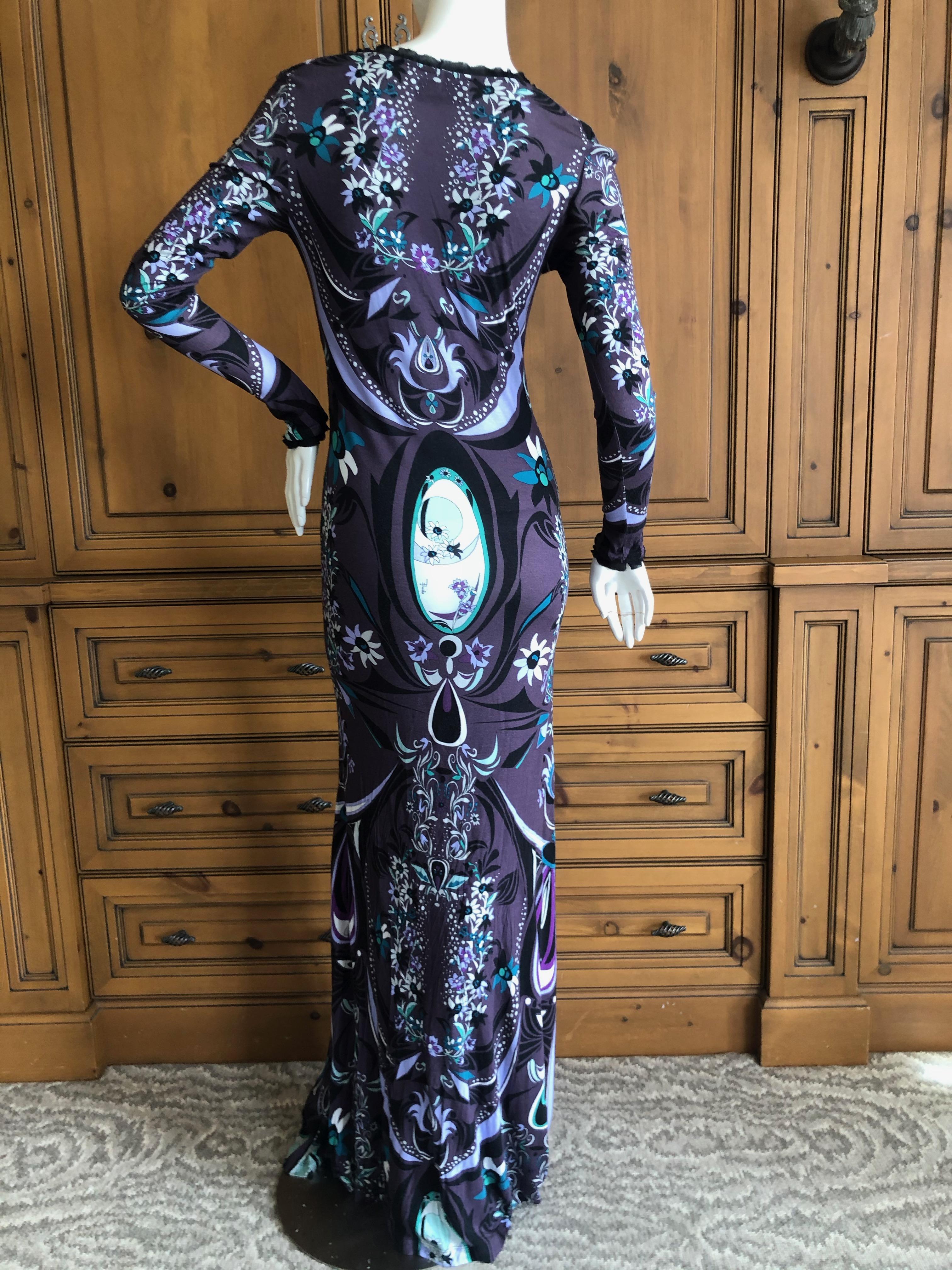 Emilio Pucci Low Cut Evening Dress with Lace Trim For Sale 2