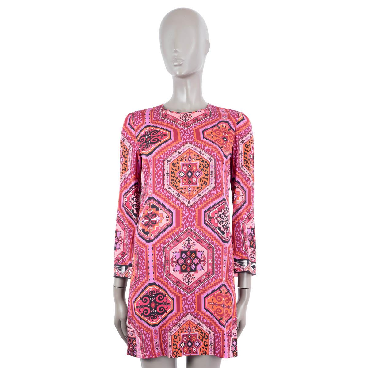 Pink EMILIO PUCCI magenta pink silk PRINTED MINI Dress 38 XS For Sale