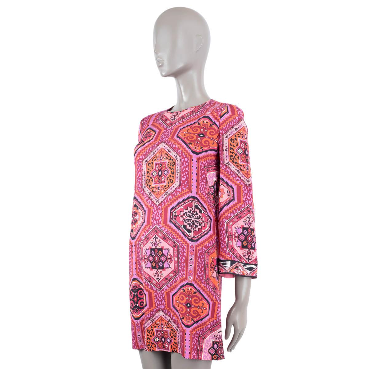 EMILIO PUCCI magenta pink silk PRINTED MINI Dress 38 XS In Excellent Condition For Sale In Zürich, CH