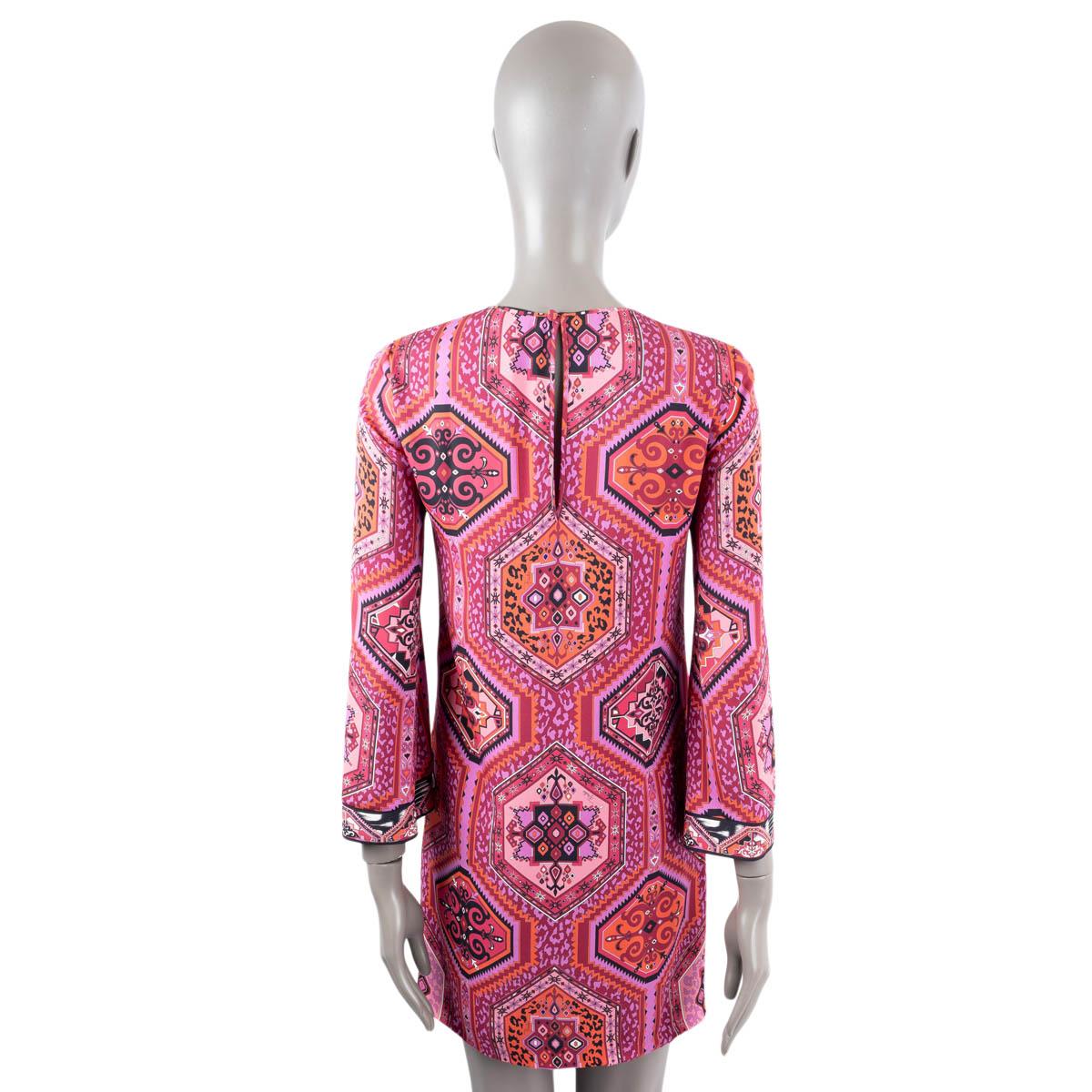 Women's EMILIO PUCCI magenta pink silk PRINTED MINI Dress 38 XS For Sale