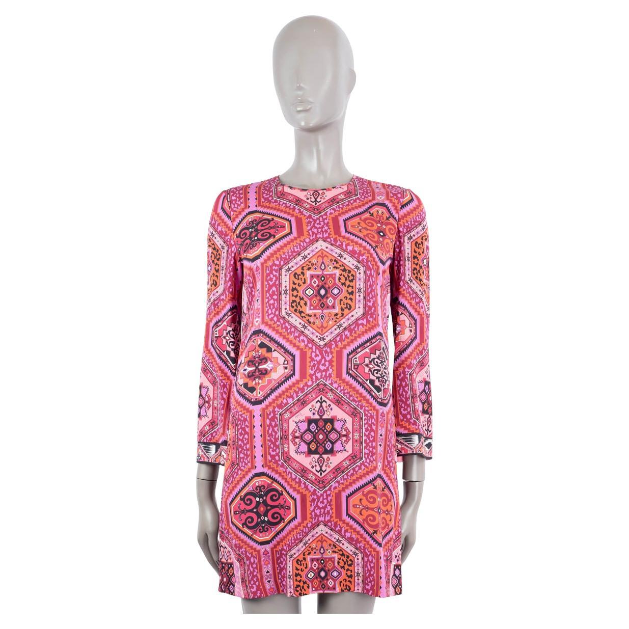 EMILIO PUCCI Mini robe imprimée en soie rose magenta 38 XS