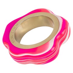 Emilio Pucci Marble Effect Pink, White and Fuchsia Resin Bracelet Bangle
