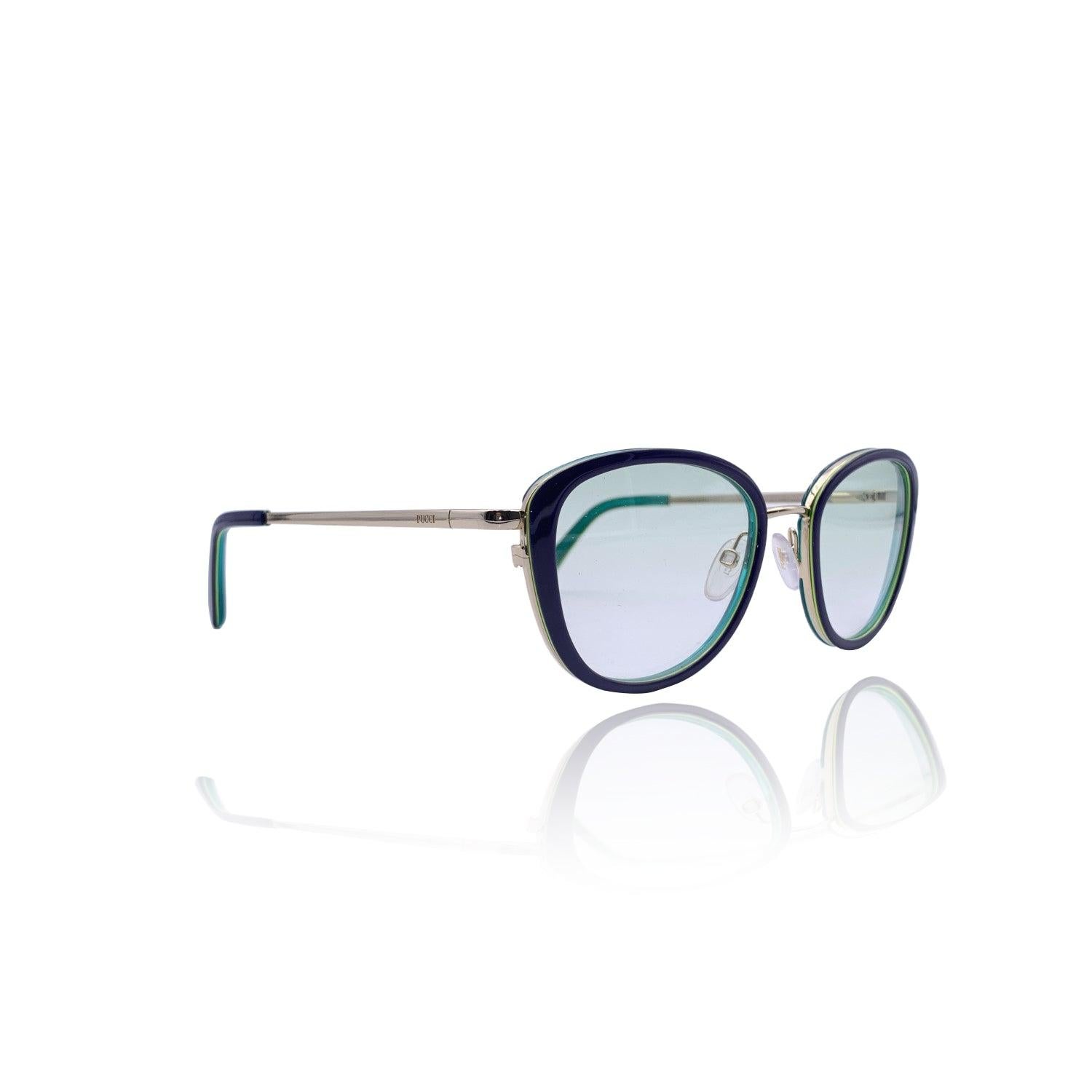 Emilio Pucci Mintblaue und grüne Sonnenbrille EP 47-O 92P 52/19 135mm (Blau) im Angebot