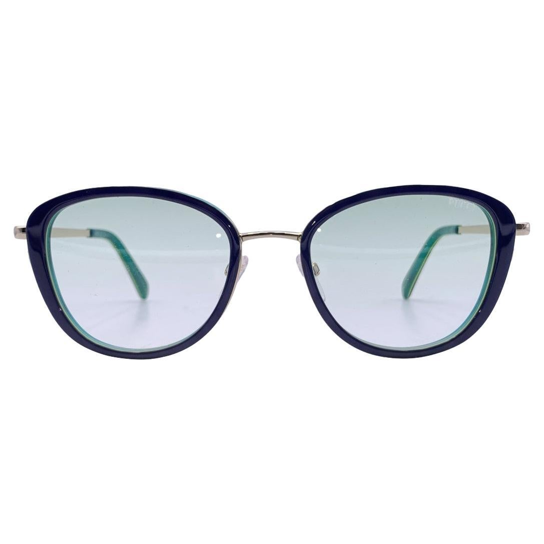Emilio Pucci Mintblaue und grüne Sonnenbrille EP 47-O 92P 52/19 135mm im Angebot