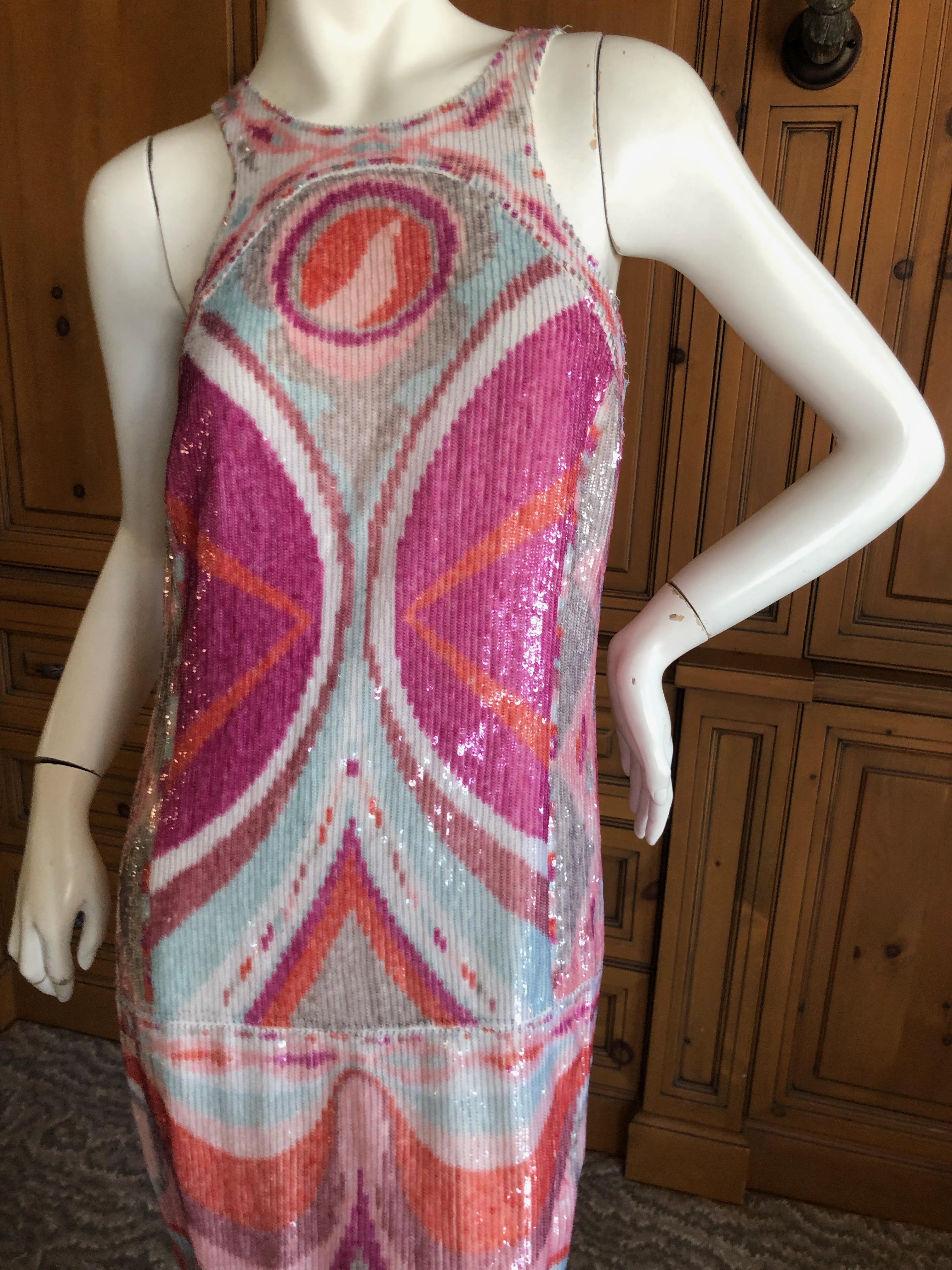Emilio Pucci Mod 60's Style Sleeveless Silk Dress with Sequin Embellishments 3