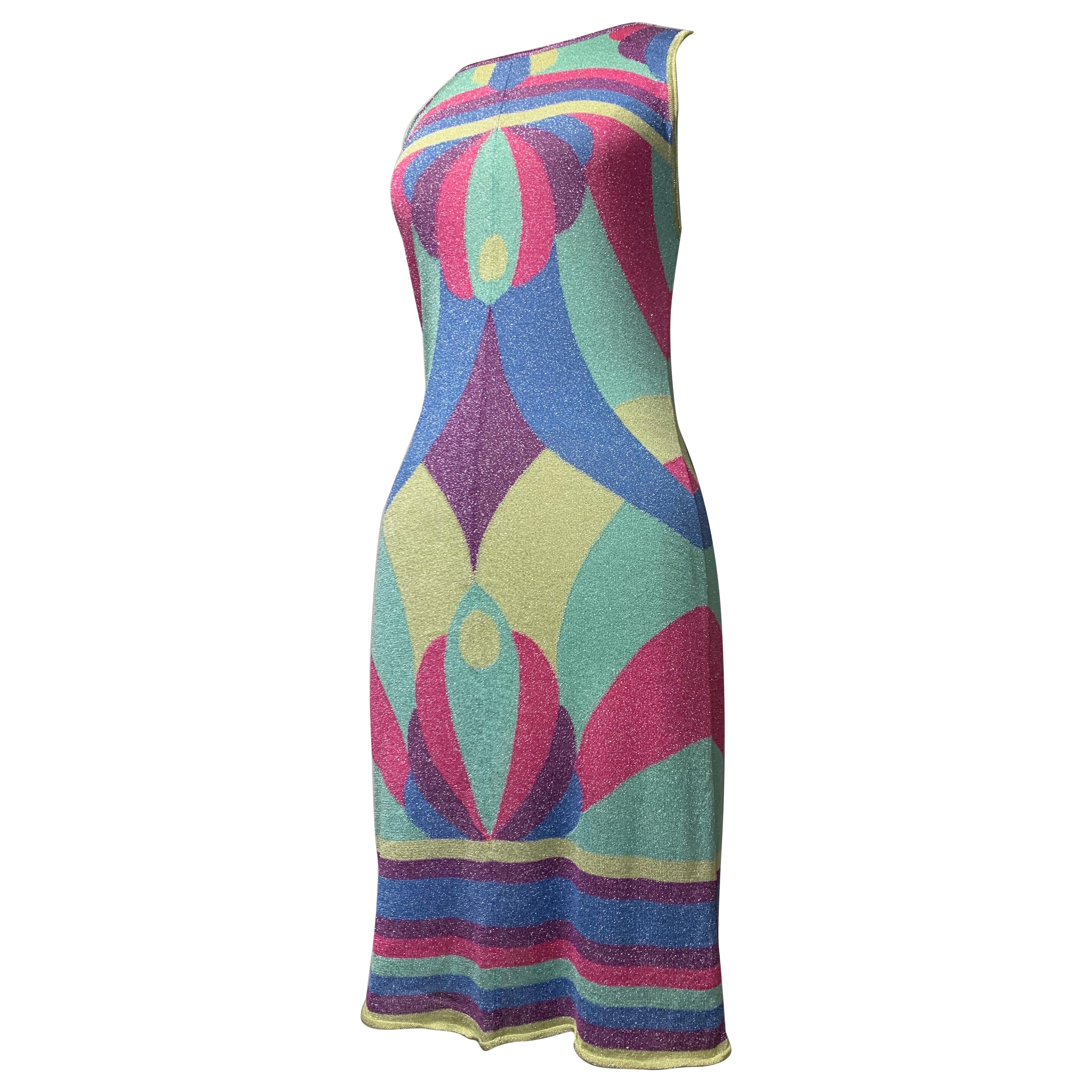 Emilio Pucci Mod-Styled Pastel Lurex Knit Jersey Mini Dress