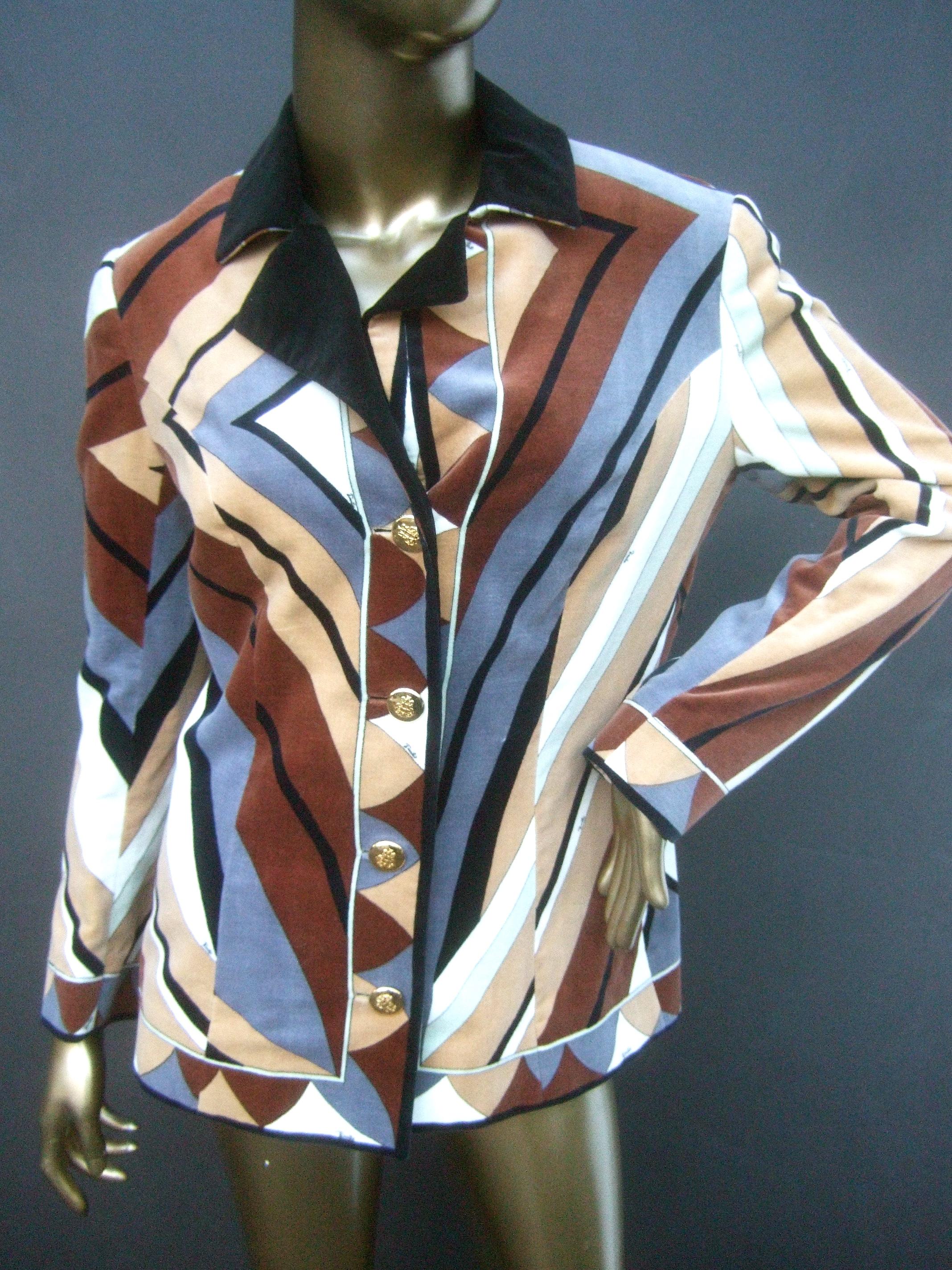 Emilio Pucci Mod italienische Jacke mit Samtdruck, ca. 1970 im Angebot 5