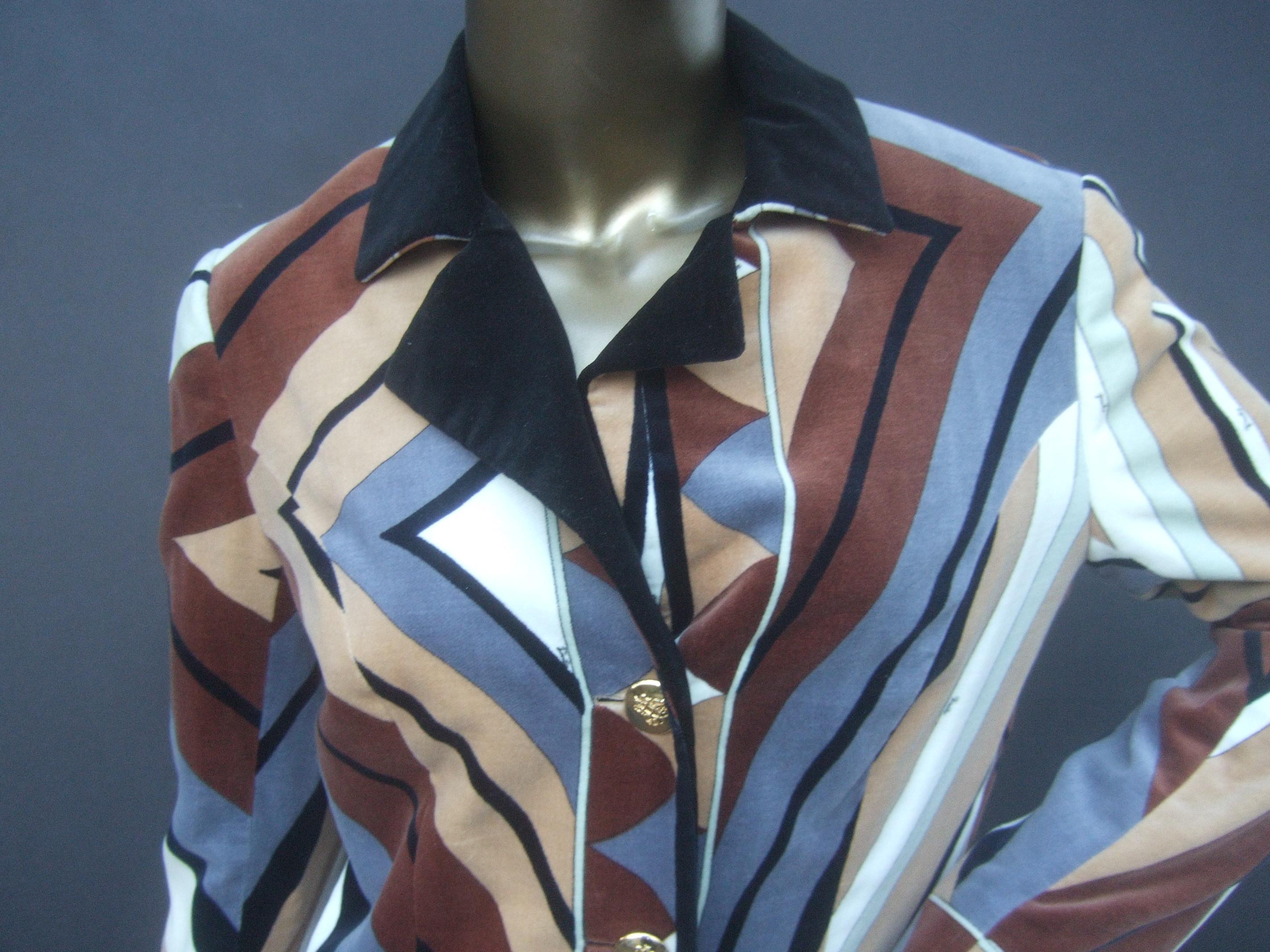 Emilio Pucci Mod italienische Jacke mit Samtdruck, ca. 1970 im Angebot 7