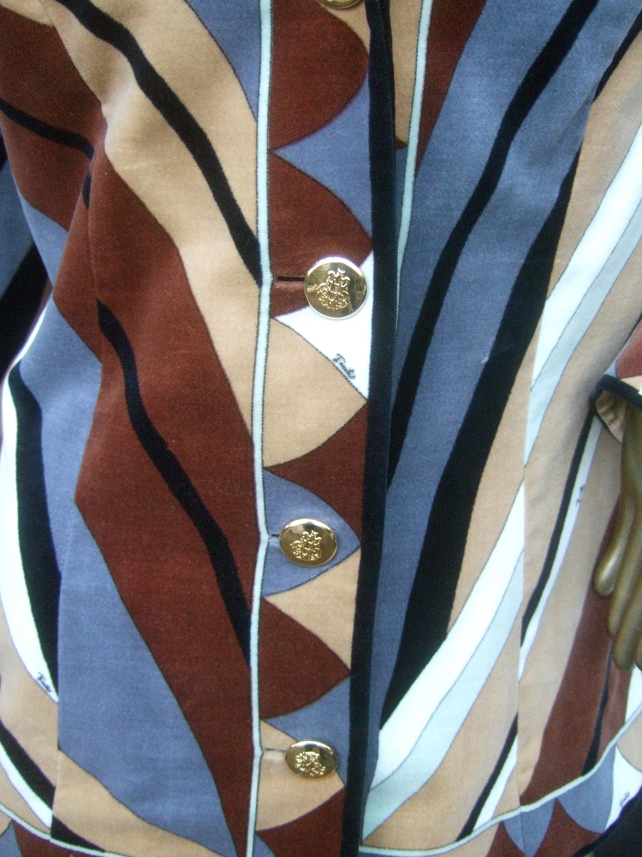 Emilio Pucci Mod italienische Jacke mit Samtdruck, ca. 1970 im Angebot 8