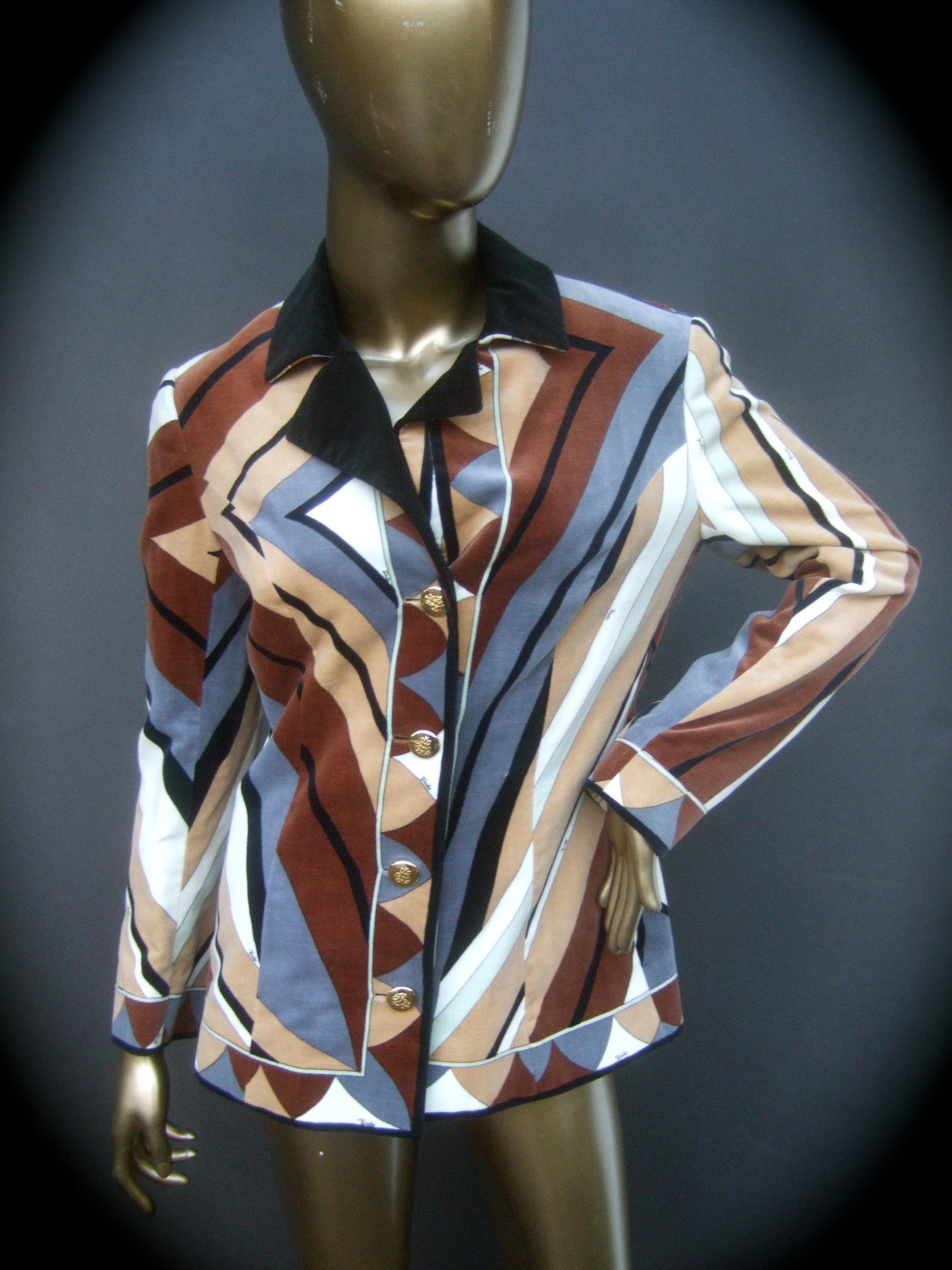 Emilio Pucci - Veste italienne imprimée en velours, style mod, circa 1970 en vente 10