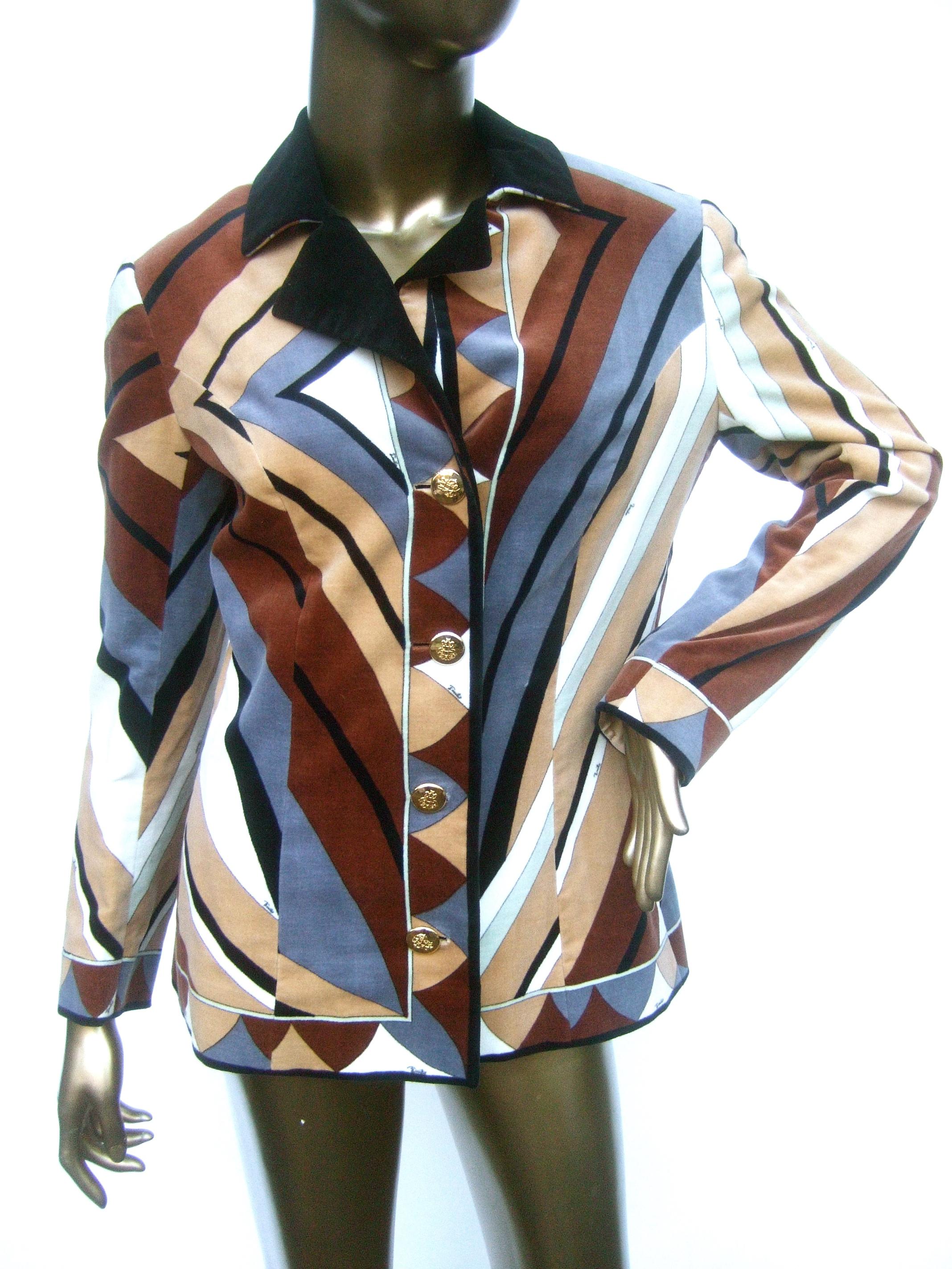 Emilio Pucci Mod italienische Jacke mit Samtdruck, ca. 1970 im Angebot 12