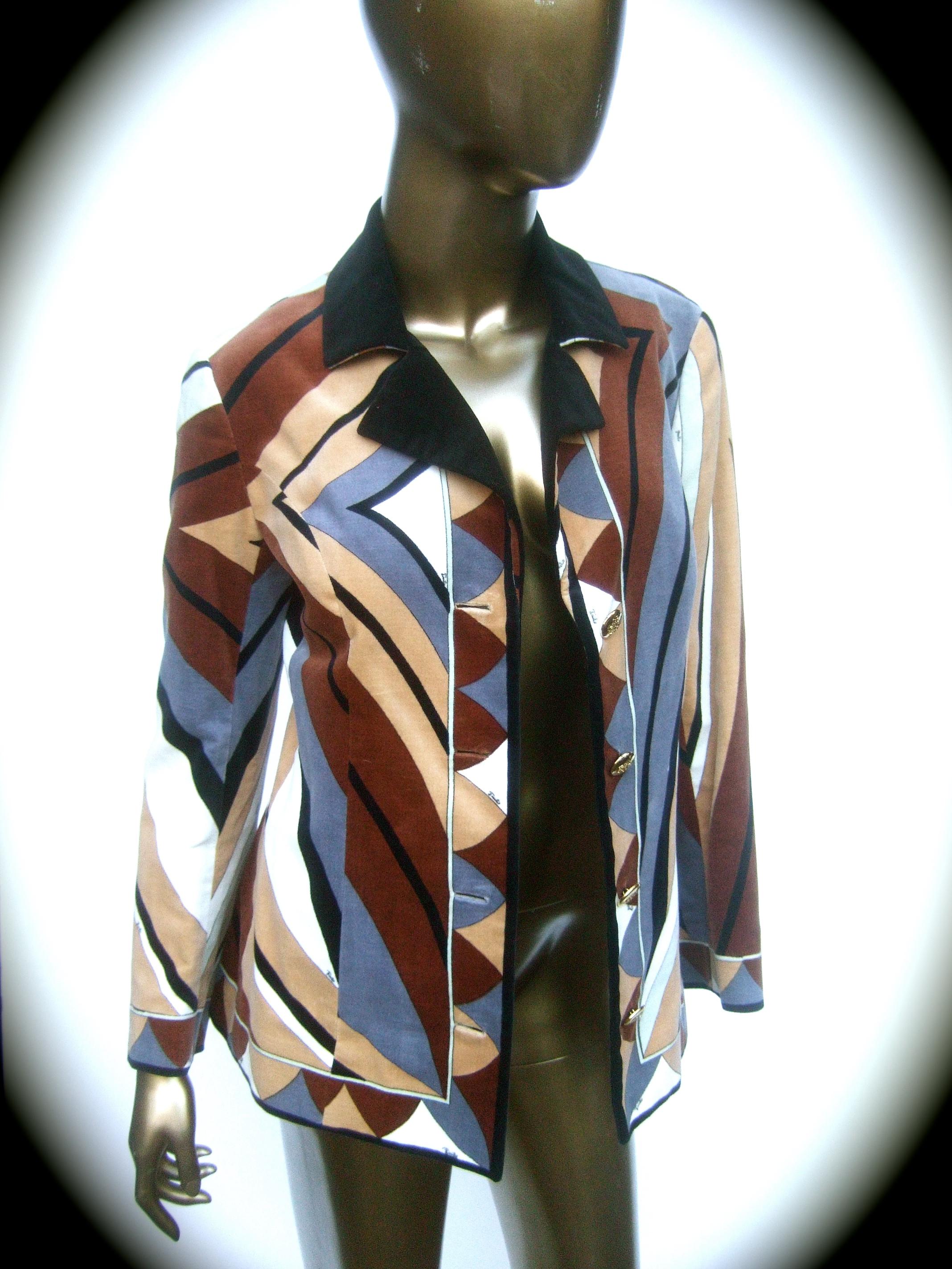 Emilio Pucci Mod italienische Jacke mit Samtdruck, ca. 1970 im Angebot 3