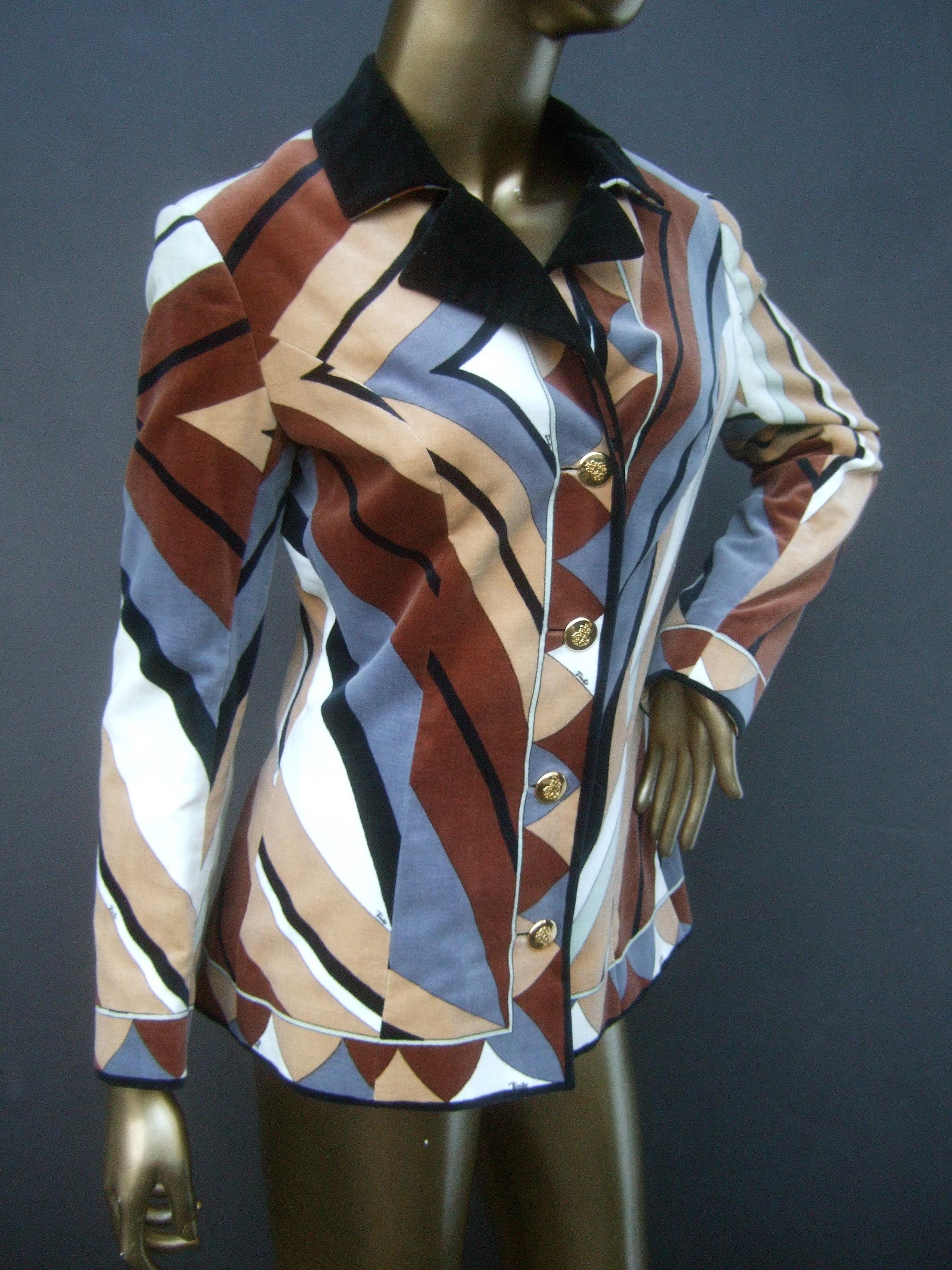Emilio Pucci - Veste italienne imprimée en velours, style mod, circa 1970 en vente 4