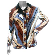 Emilio Pucci Mod italienische Jacke mit Samtdruck, ca. 1970