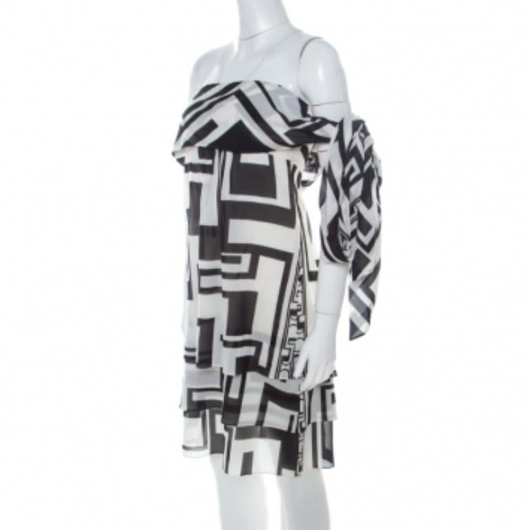 Emilio Pucci Monochromes Seiden Chiffon Trägerloses Kurzes Kleid M Damen im Angebot