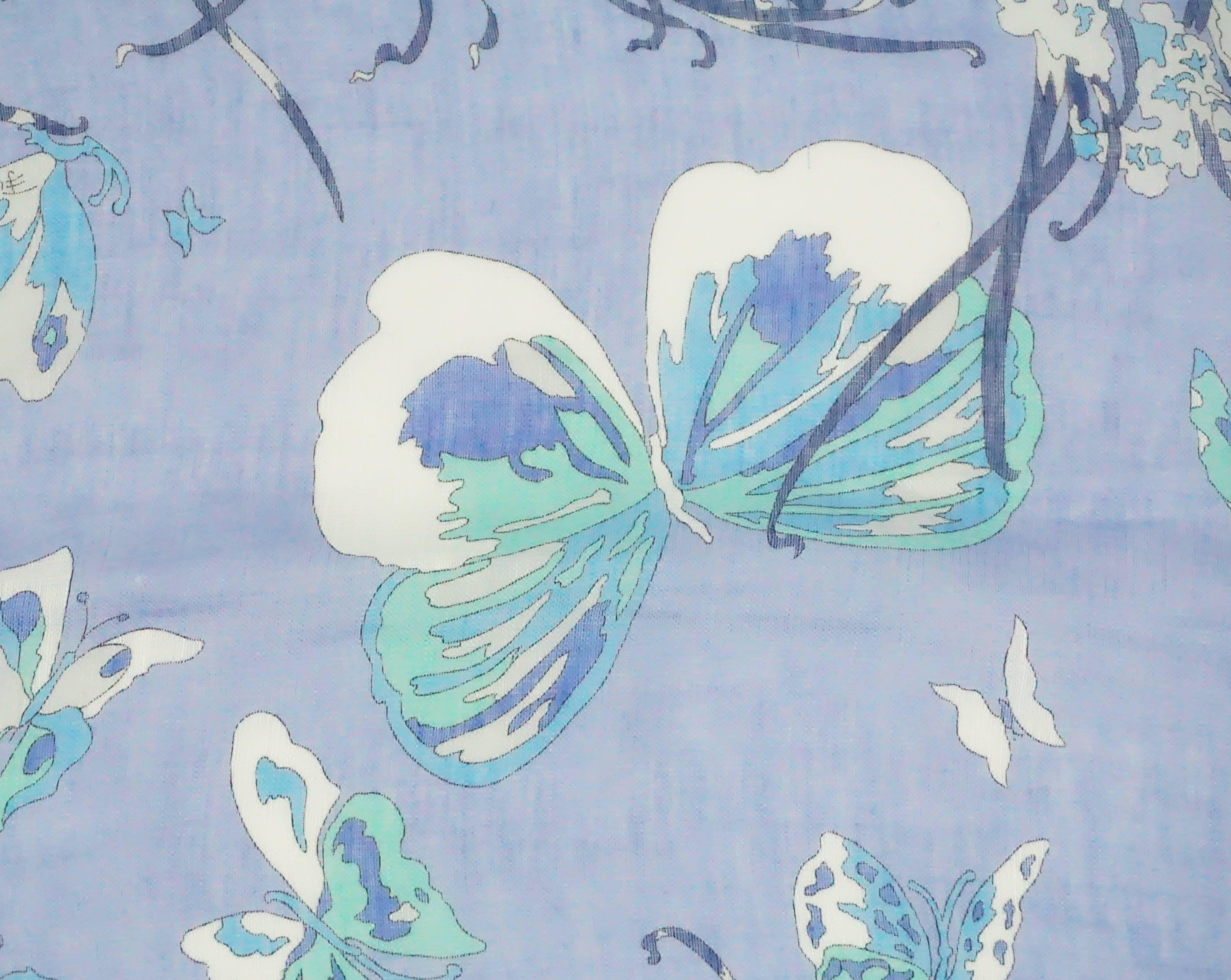 Women's or Men's Emilio Pucci Multi Blue Print Cotton Shawl