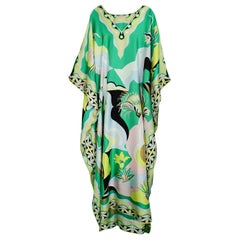 Emilio Pucci Multi-Color Printed Silk-Satin Kaftan Dress rt. $2, 705