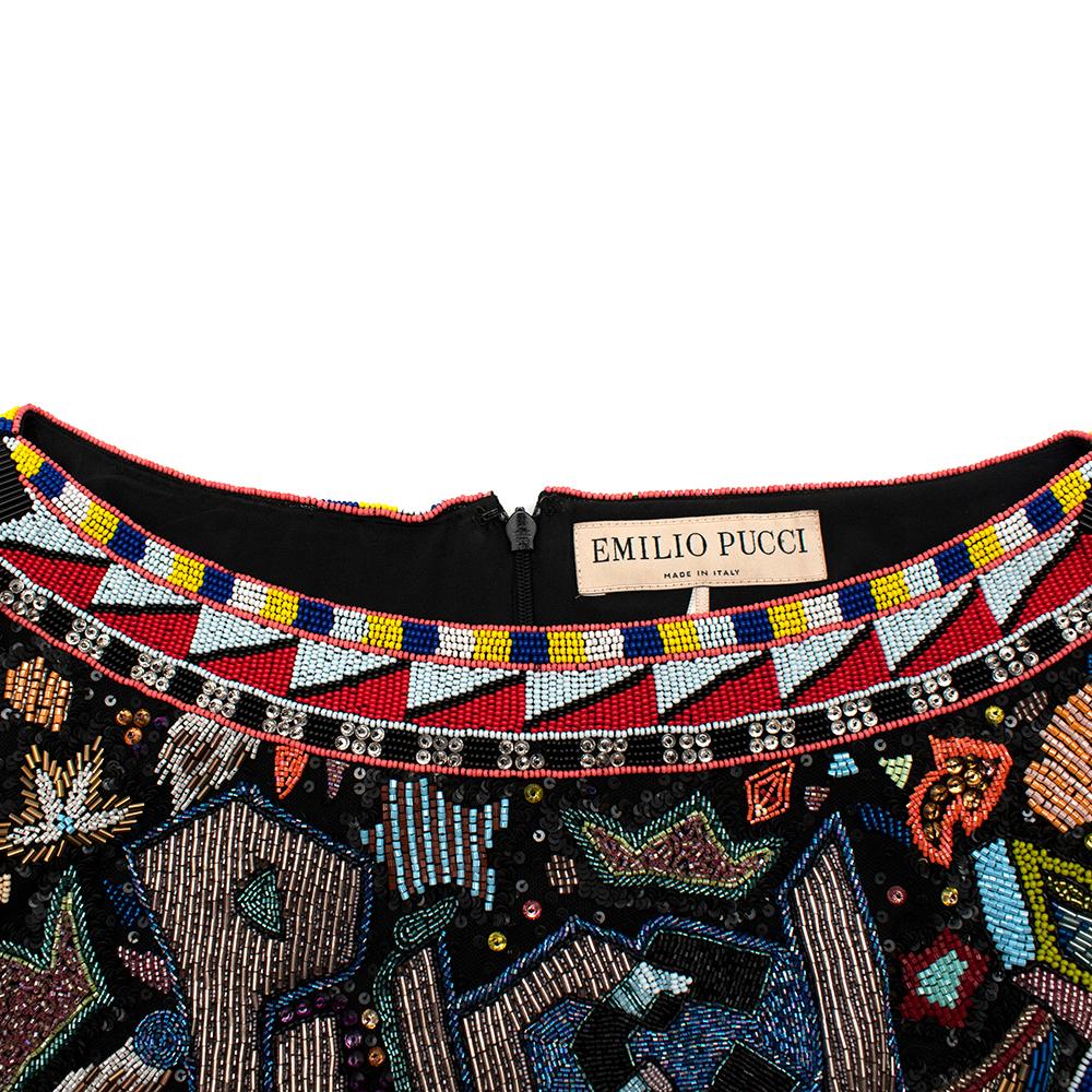 Emilio Pucci Multi-Coloured Beaded Mini Dress - Size US 6 In Excellent Condition In London, GB