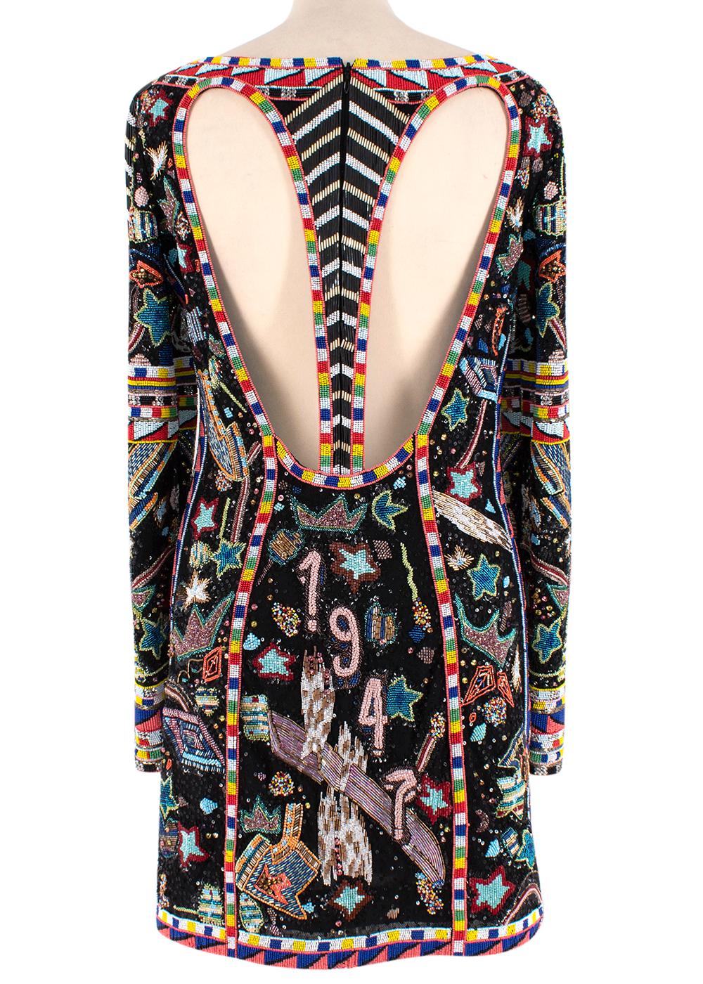 Emilio Pucci Mutli-Coloured Beaded Mini Dress

- Mini length 
- Graphic beaded embellishments
- Long length fitted sleeves 
- Cut-out back 
- Concealed back and side zip fastenings 
- Worn by Alesha Dixon on BGT Final

Materials 
Outer - 100% Nylon