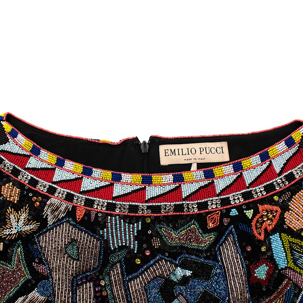 Emilio Pucci Multi-Coloured Beaded Mini Dress - Size US 6 In Excellent Condition For Sale In London, GB