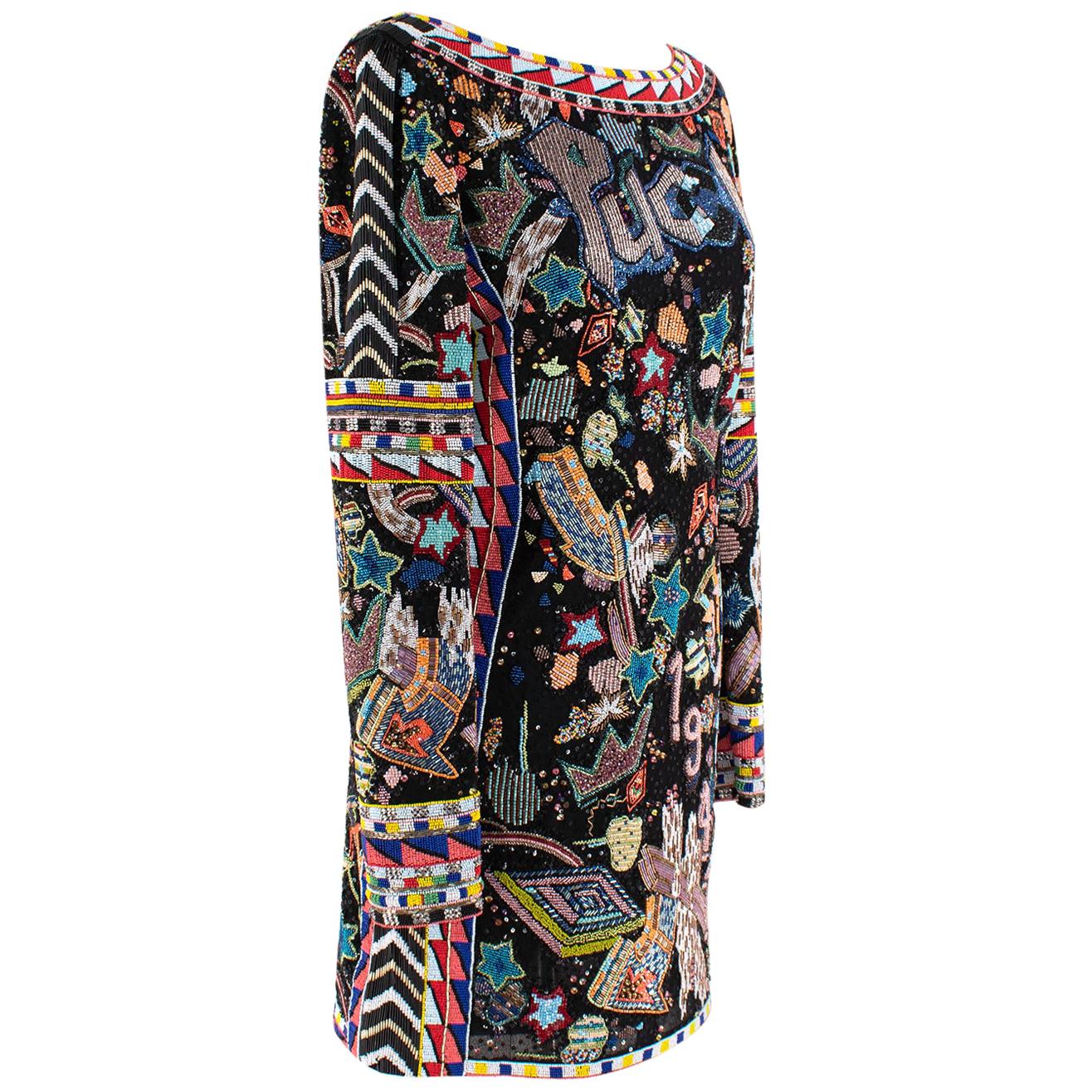 Emilio Pucci Multi-Coloured Beaded Mini Dress - Size US 6 For Sale