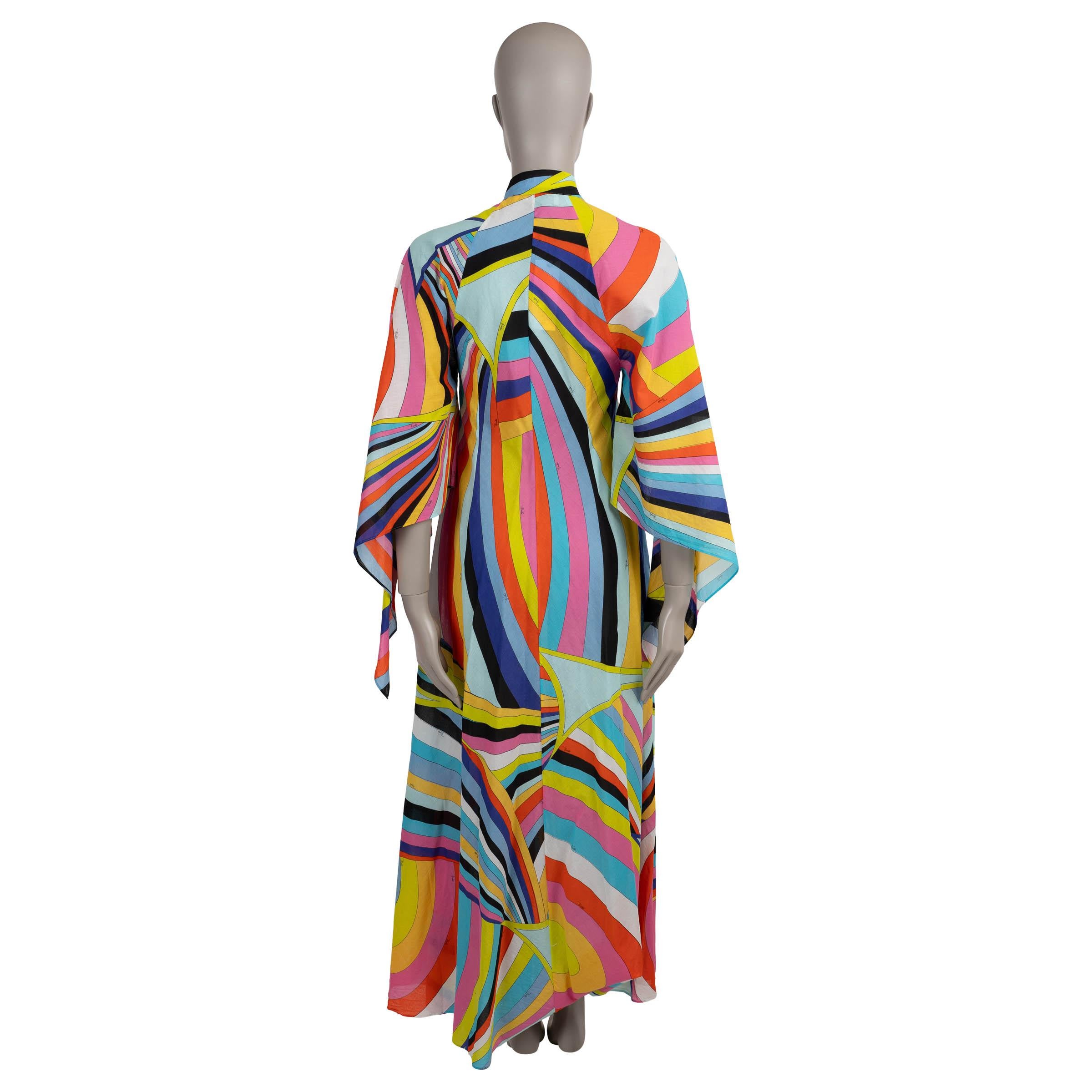 Brown EMILIO PUCCI multi cotton 2022 IRIDE KAFTAN MAXI Dress S For Sale