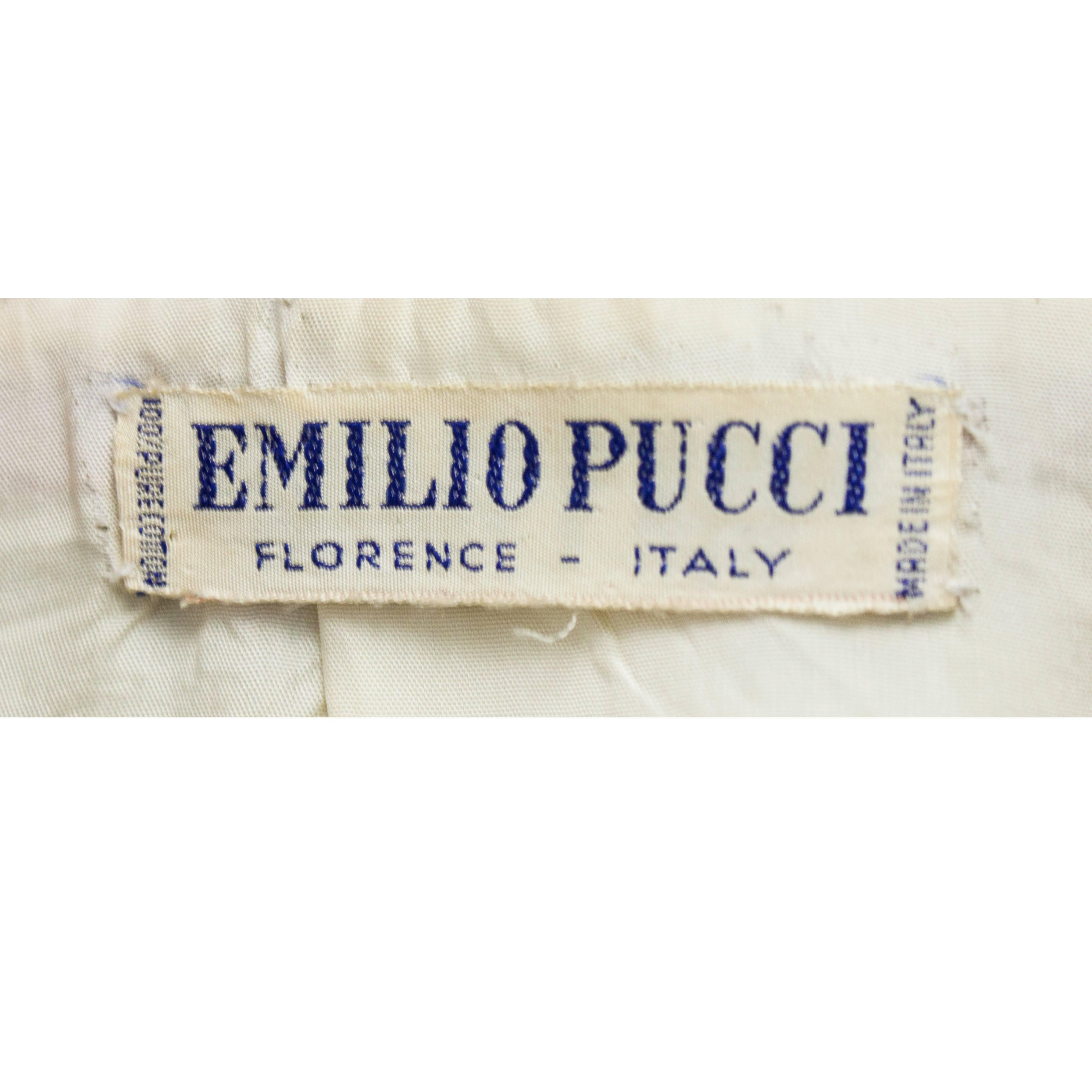 Emilio Pucci - Veste à simple boutonnage aux motifs abstraits multicolores, circa  Années 1960 en vente 4