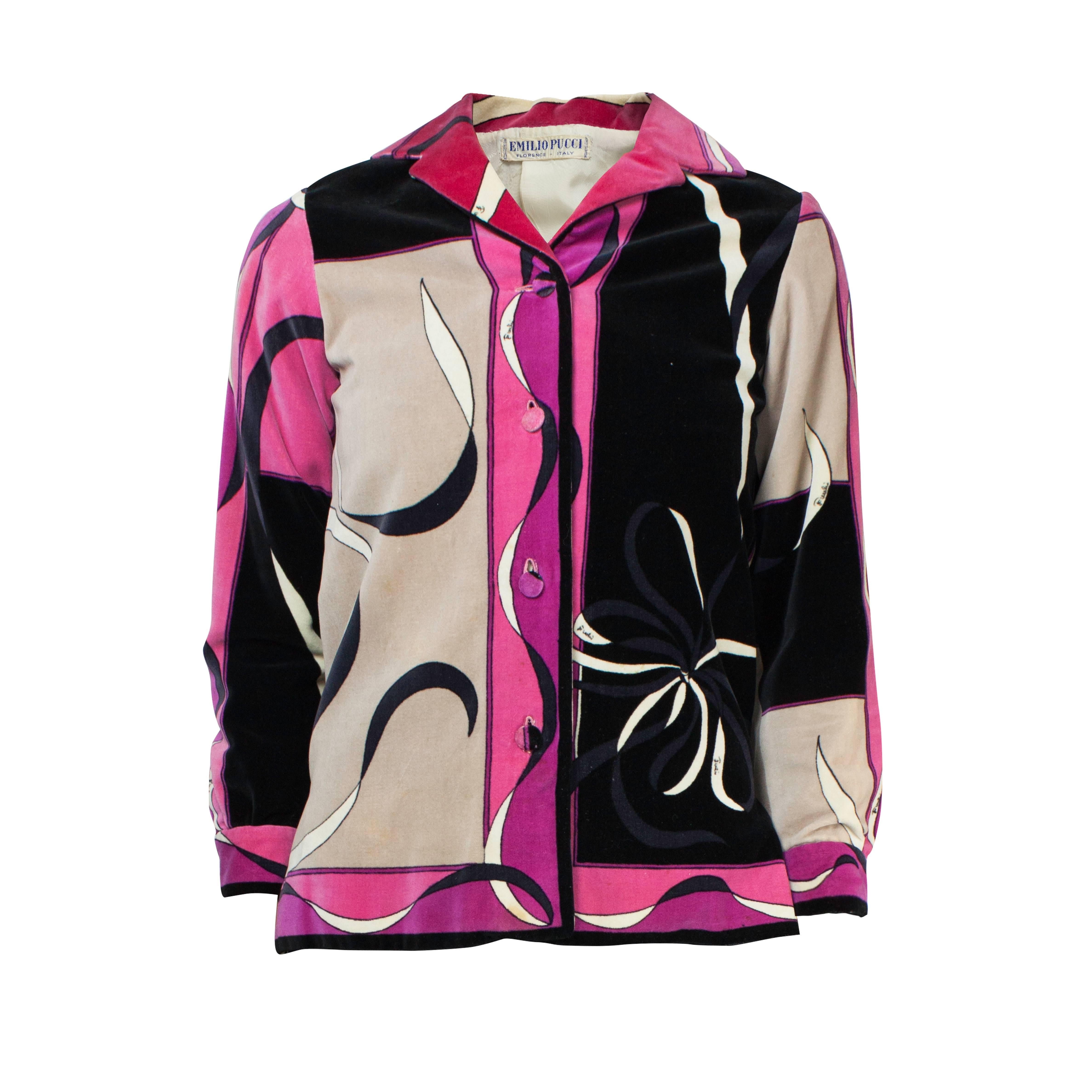 Emilio Pucci multicolor abstract motifs single breasted jacket , circa  1960s