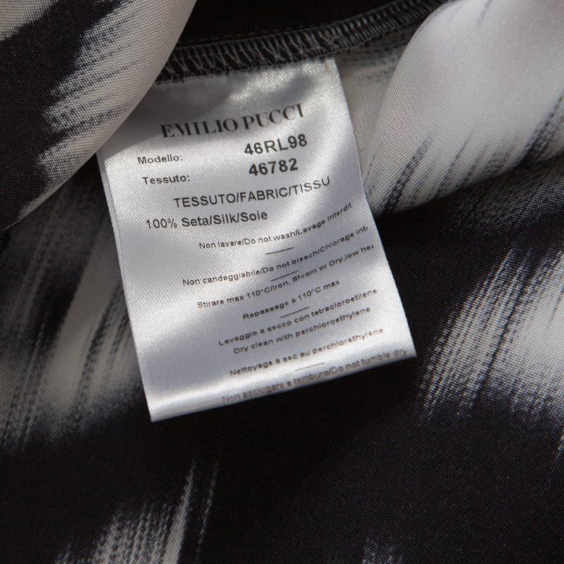 Emilio Pucci Multicolor Ikat Printed Silk Long Sleeve Maxi Dress M 1