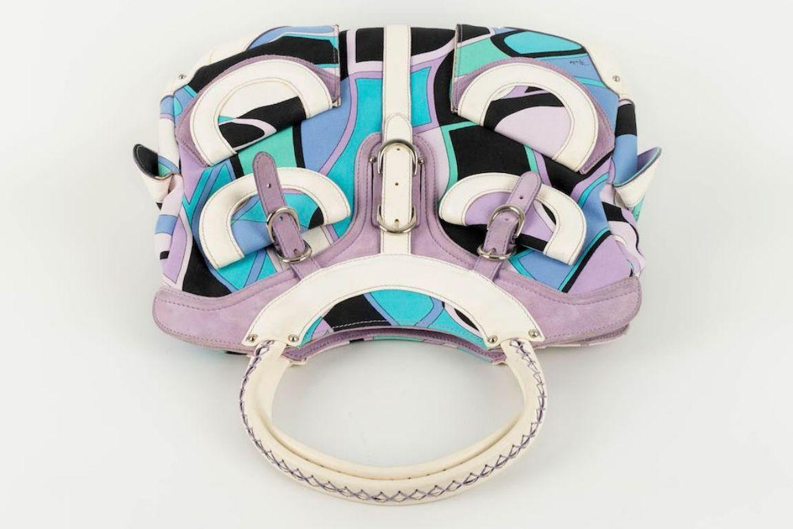 Women's Emilio Pucci Multicolor Leather and Canvas Bag For Sale