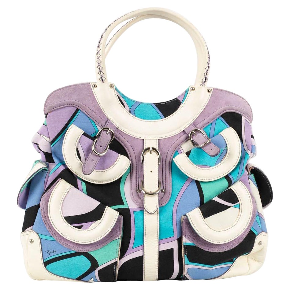 Sac Emilio Pucci en cuir et toile multicolore en vente
