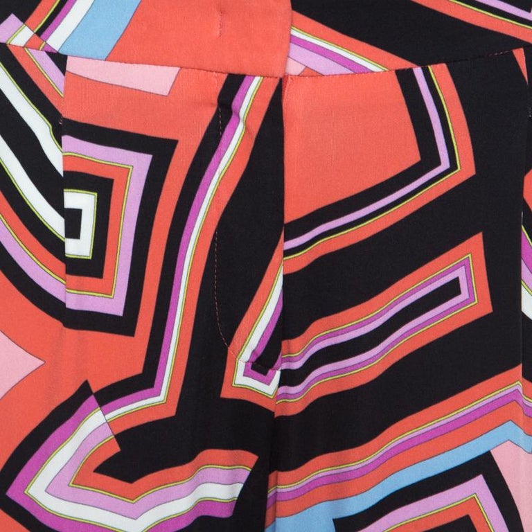 Emilio Pucci Multicolor Monogram Print Crepe Knit Trousers S For Sale ...