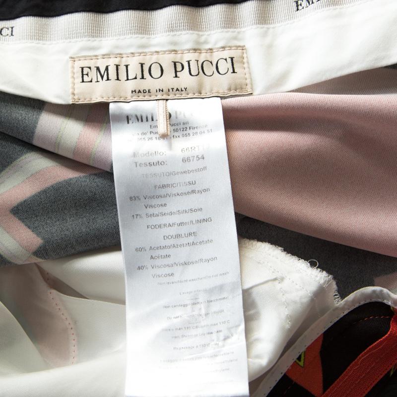 Women's Emilio Pucci Multicolor Monogram Print Crepe Knit Trousers S