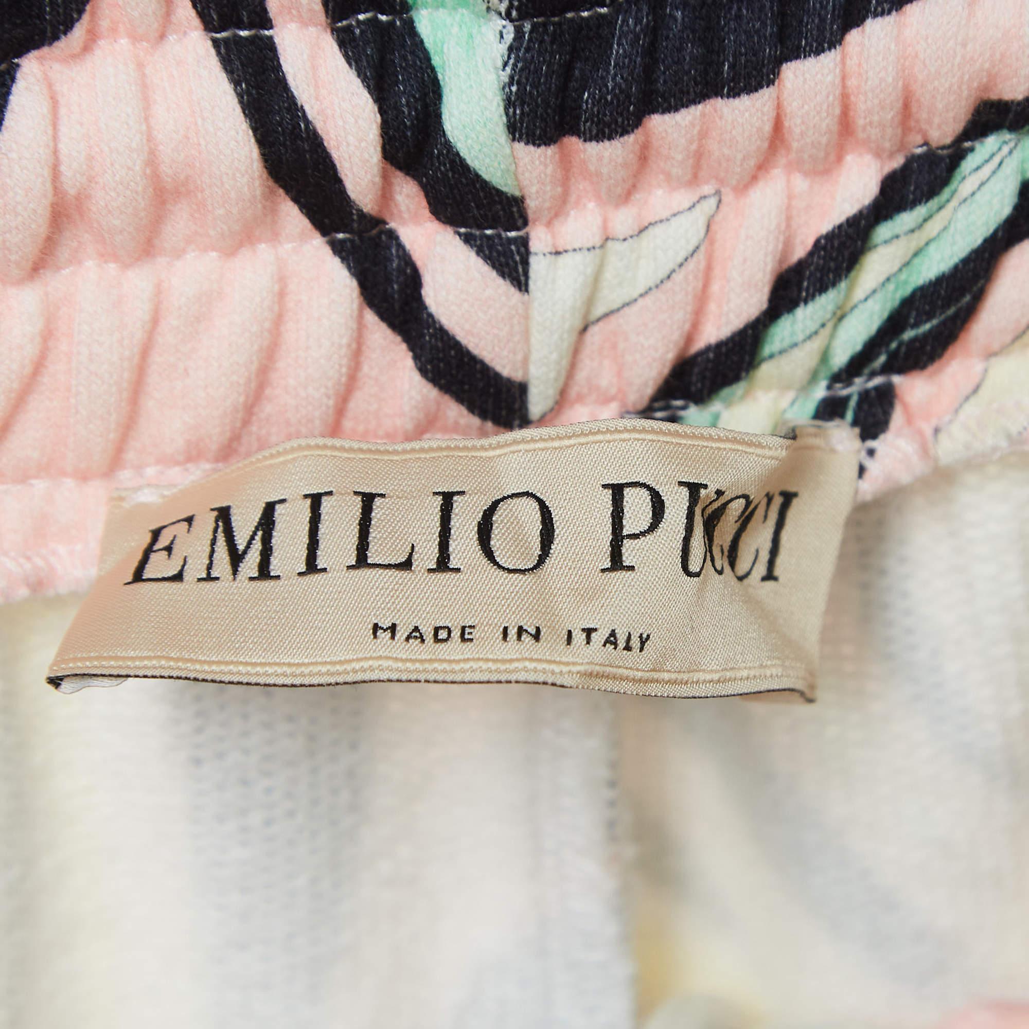 Women's Emilio Pucci Multicolor Onde Print Cotton Track Pants L For Sale