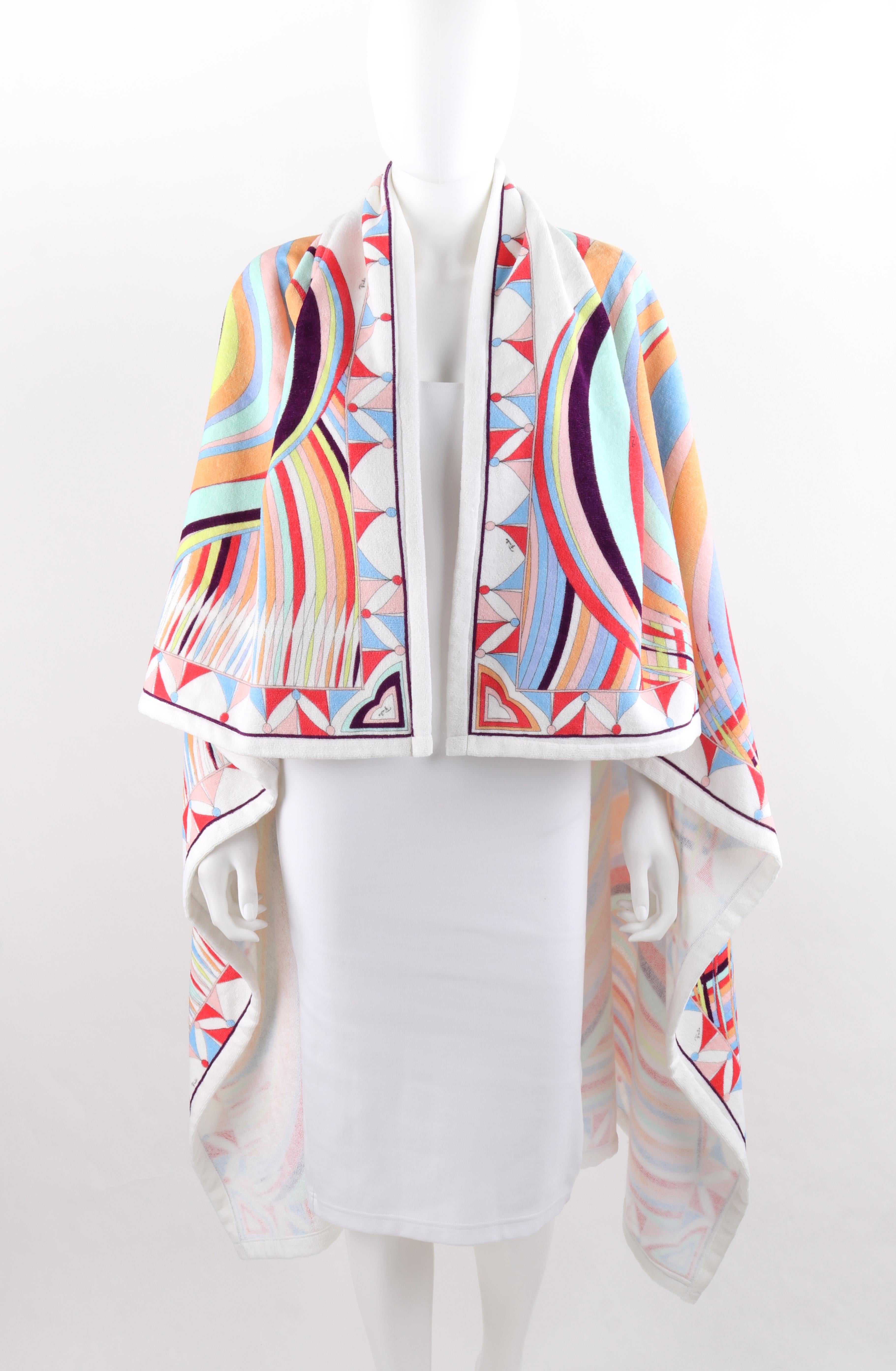 EMILIO PUCCI Multicolor Übergroße Abstrakte Welle Signatur Print Strand Pool Handtuch 1