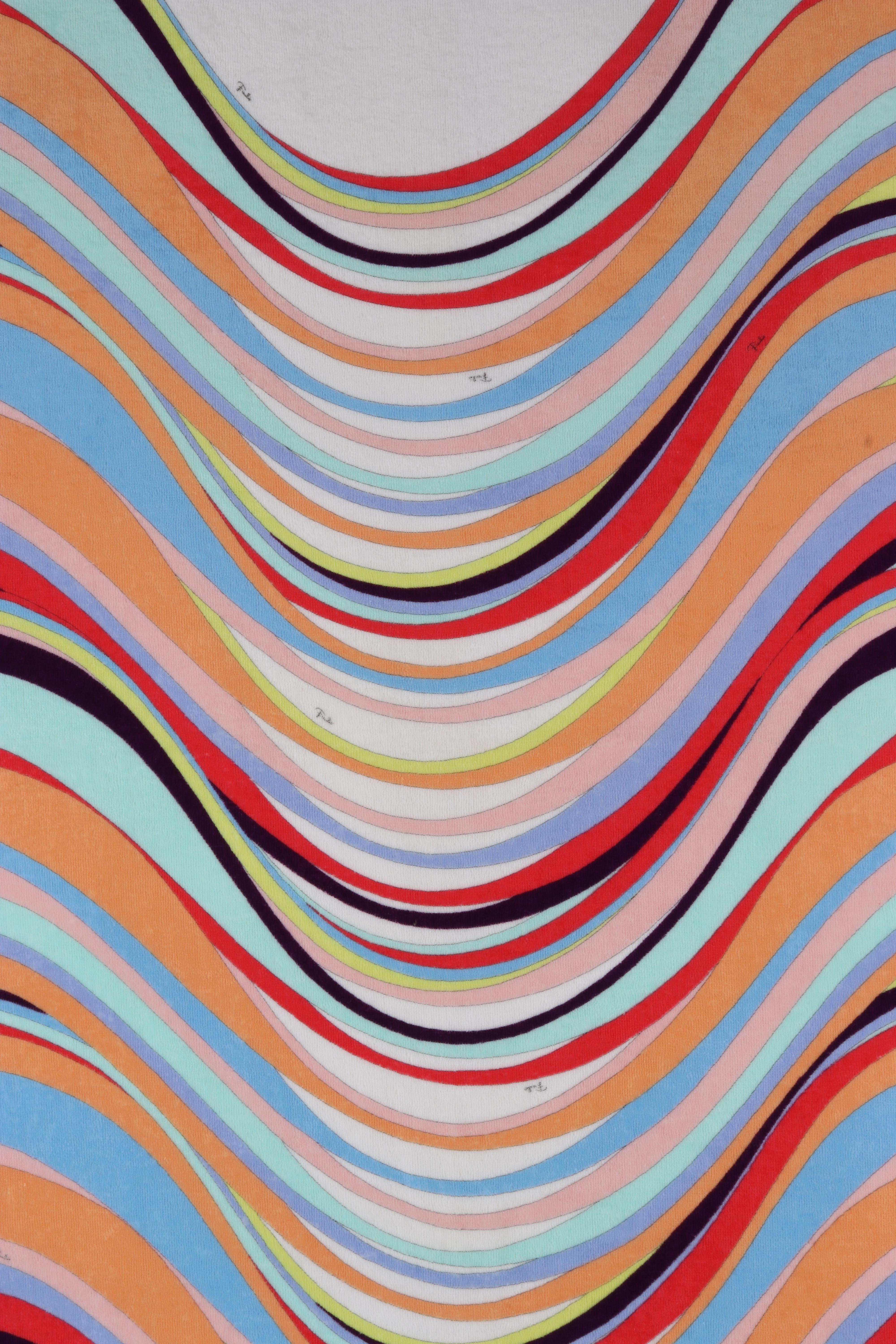 EMILIO PUCCI Multicolor Übergroße Abstrakte Welle Signatur Print Strand Pool Handtuch 2