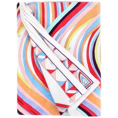 EMILIO PUCCI Multicolor Oversized Abstract Wave Signature Print Beach Pool Towel