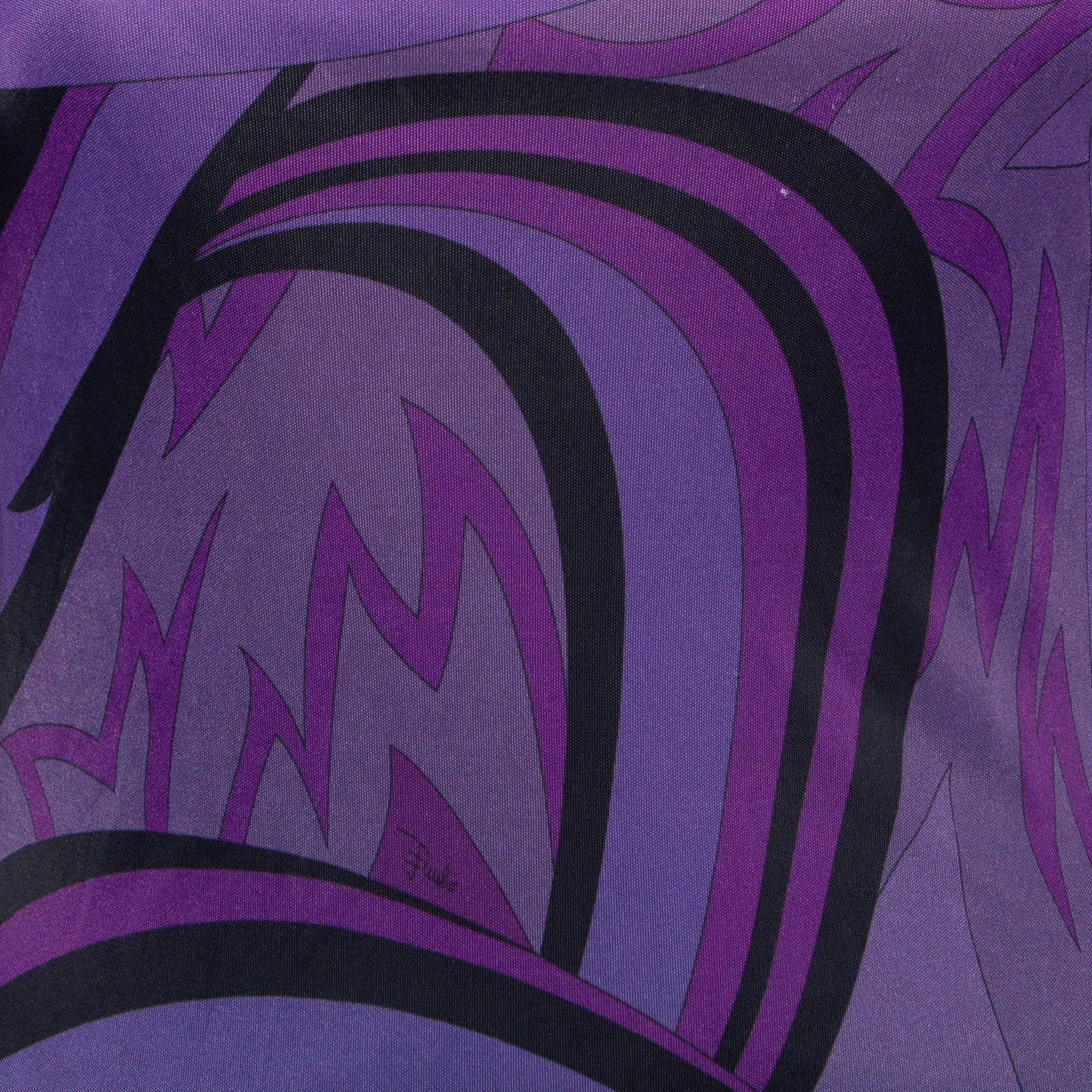 Purple Emilio Pucci Multicolor Print Jersey Long Sleeve Dress M