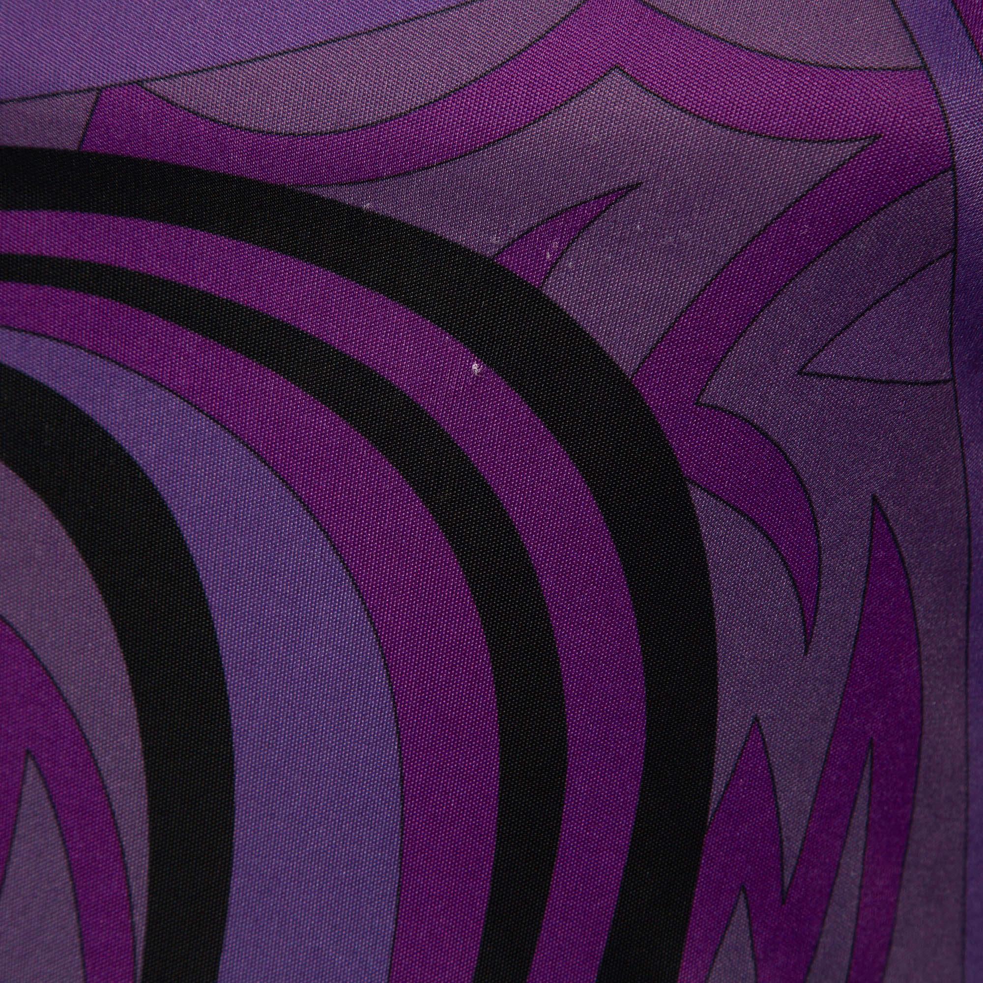 Emilio Pucci Multicolor Print Jersey Long Sleeve Dress M In Good Condition In Dubai, Al Qouz 2