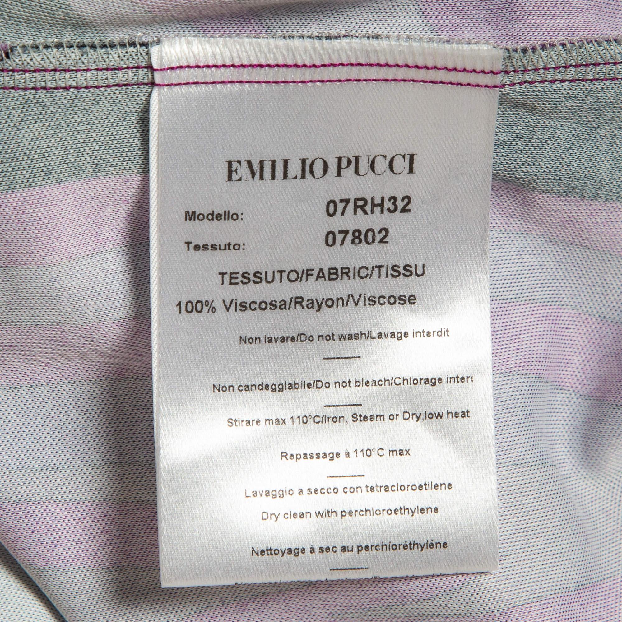 Emilio Pucci Multicolor Print Jersey Long Sleeve Dress M 1