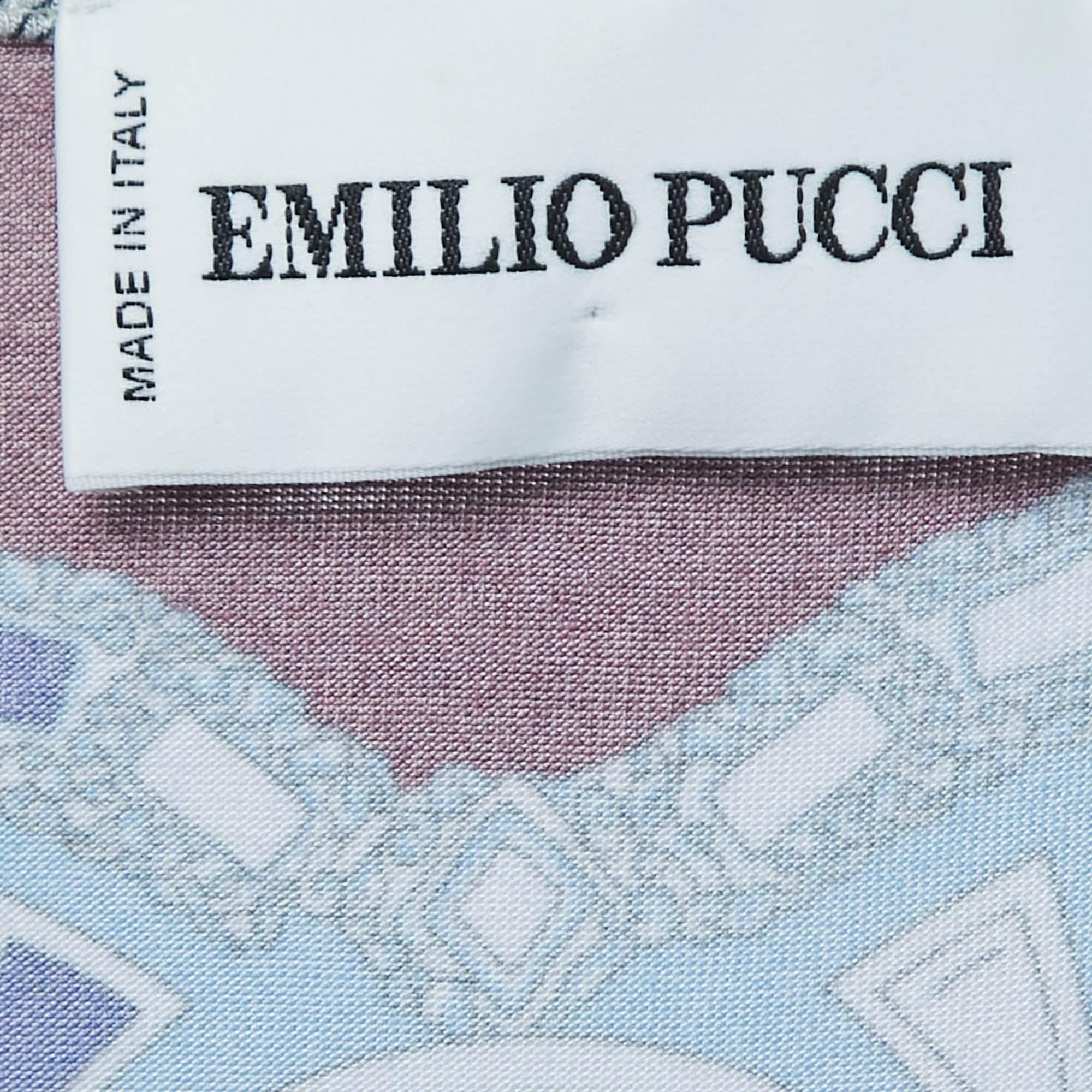 Emilio Pucci haut à manches courtes en tricot imprimé multicolore S Bon état - En vente à Dubai, Al Qouz 2
