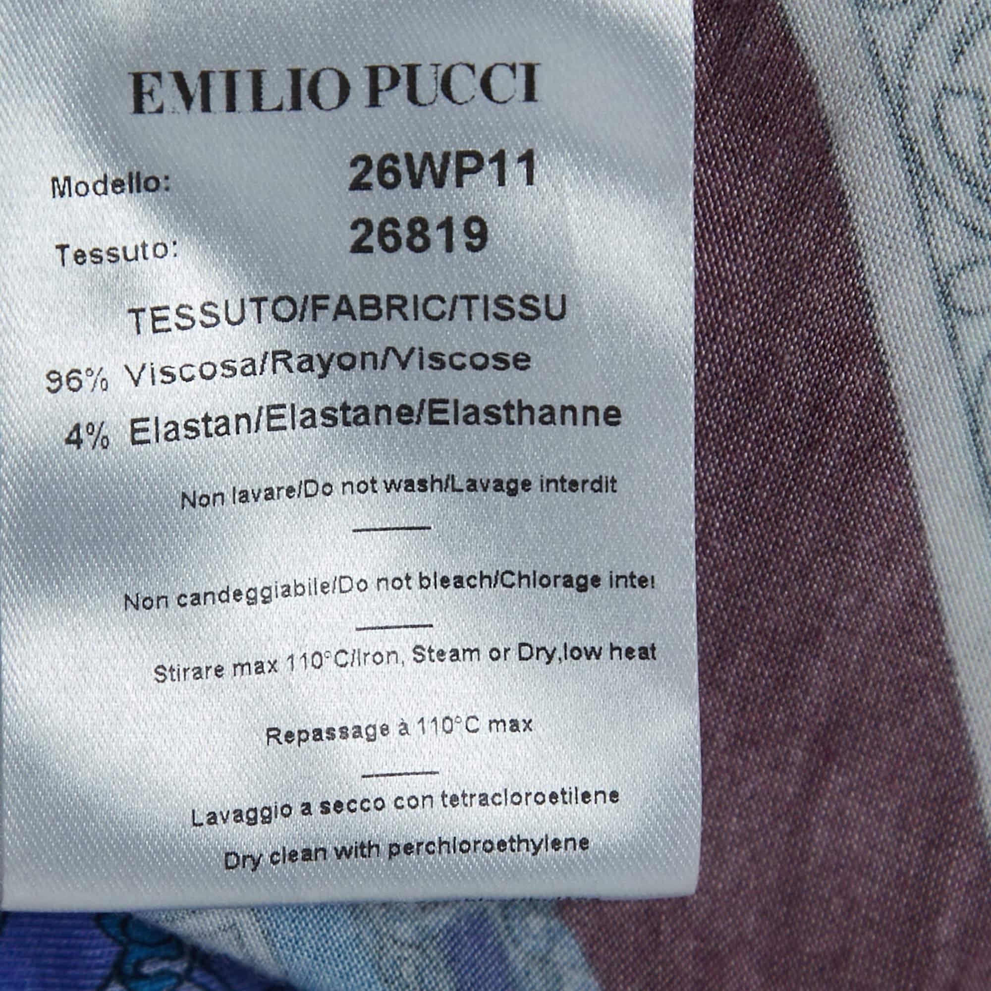 Emilio Pucci haut à manches courtes en tricot imprimé multicolore S en vente 1