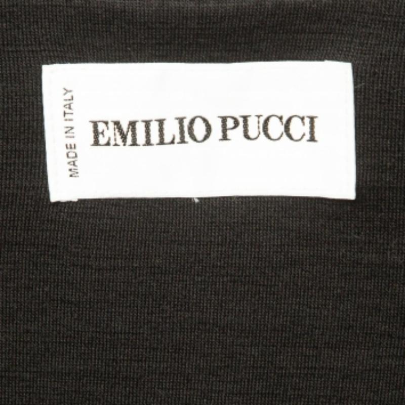 Emilio Pucci Vestido Acanalado de Punto de Mezcla de Lana con Estampado Multicolor M Negro en venta