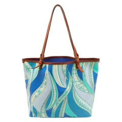 Emilio Pucci Mehrfarbige bedruckte Tote aus beschichtetem Segeltuch und Leder aus Segeltuch